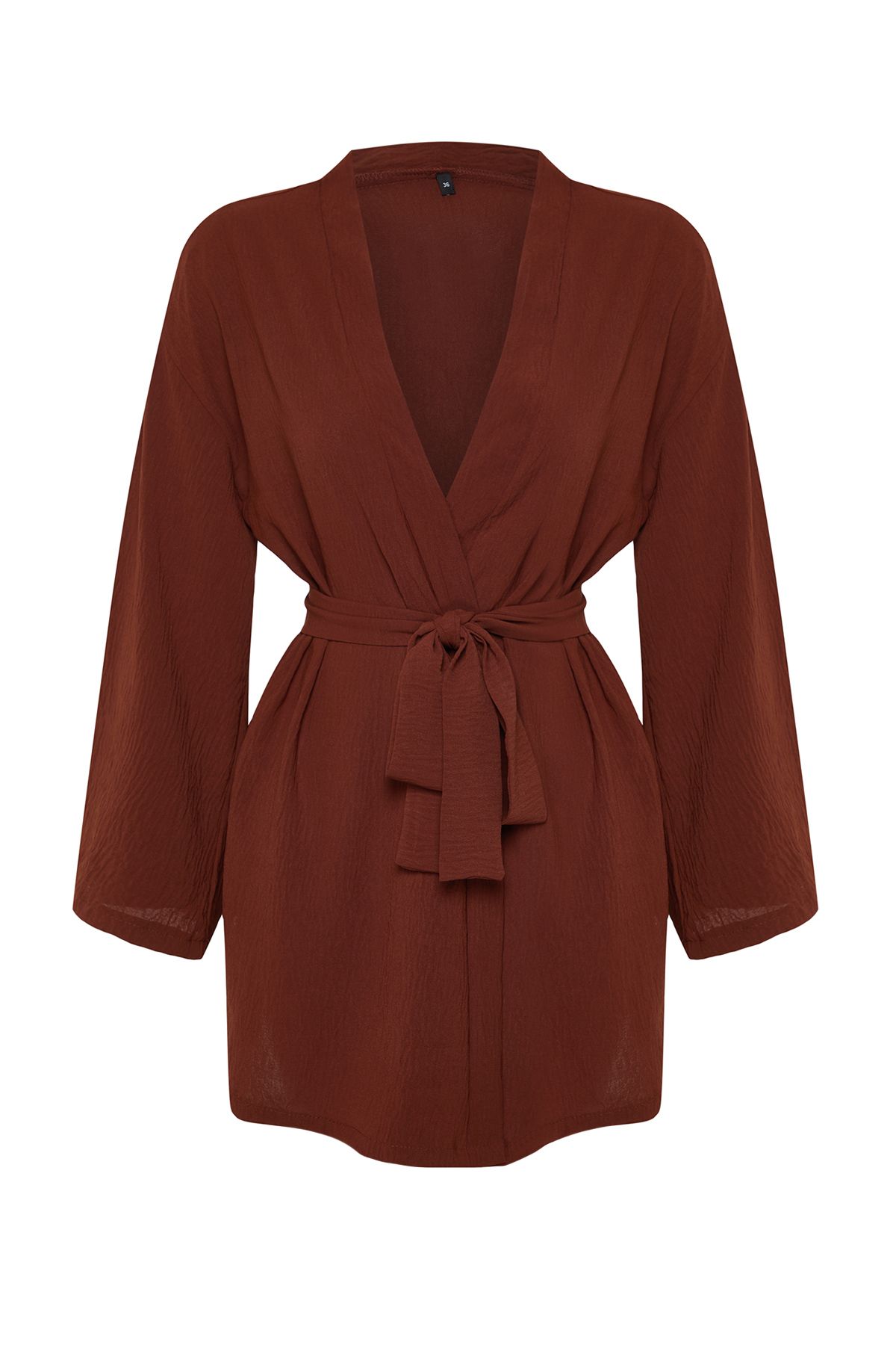 Trendyol Modest-Kimono hnědého tkaného plátna TCTSS24KK00004 7