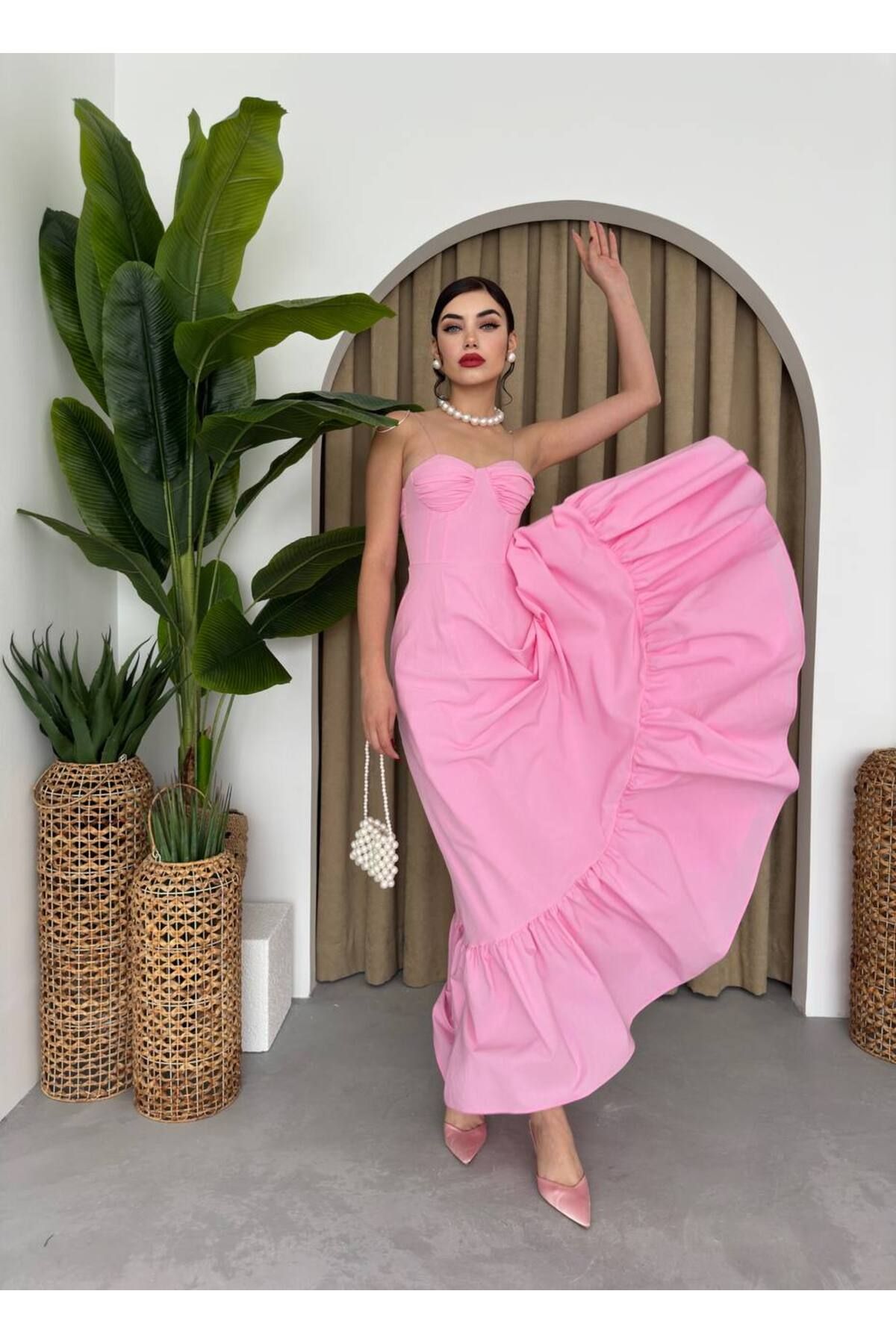 conconmoda-فستان نسائي بوبلين فستان طويل 5