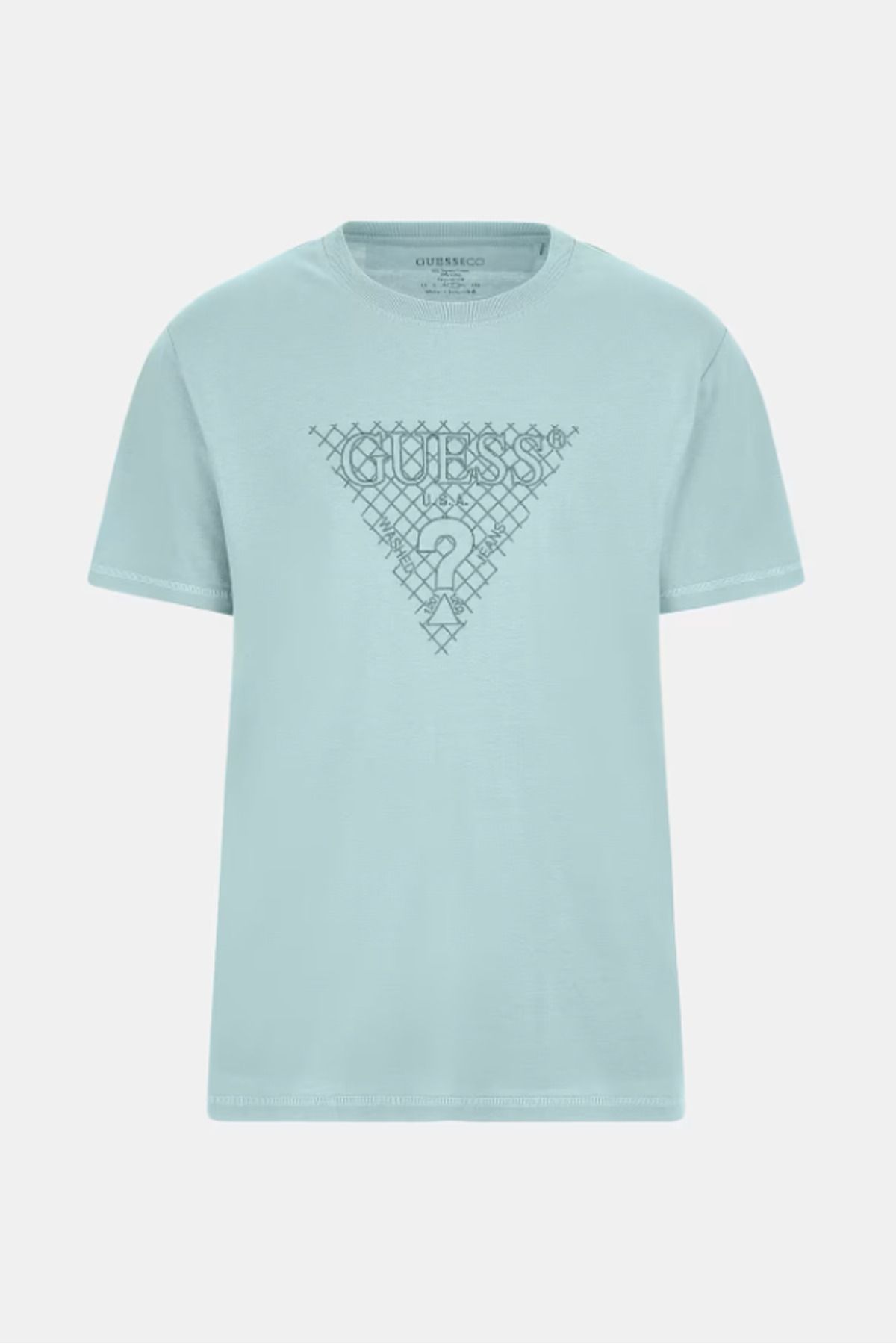 تی شرت آبی مردانه آرم مثلث گلدوزی شده T shirge Guess