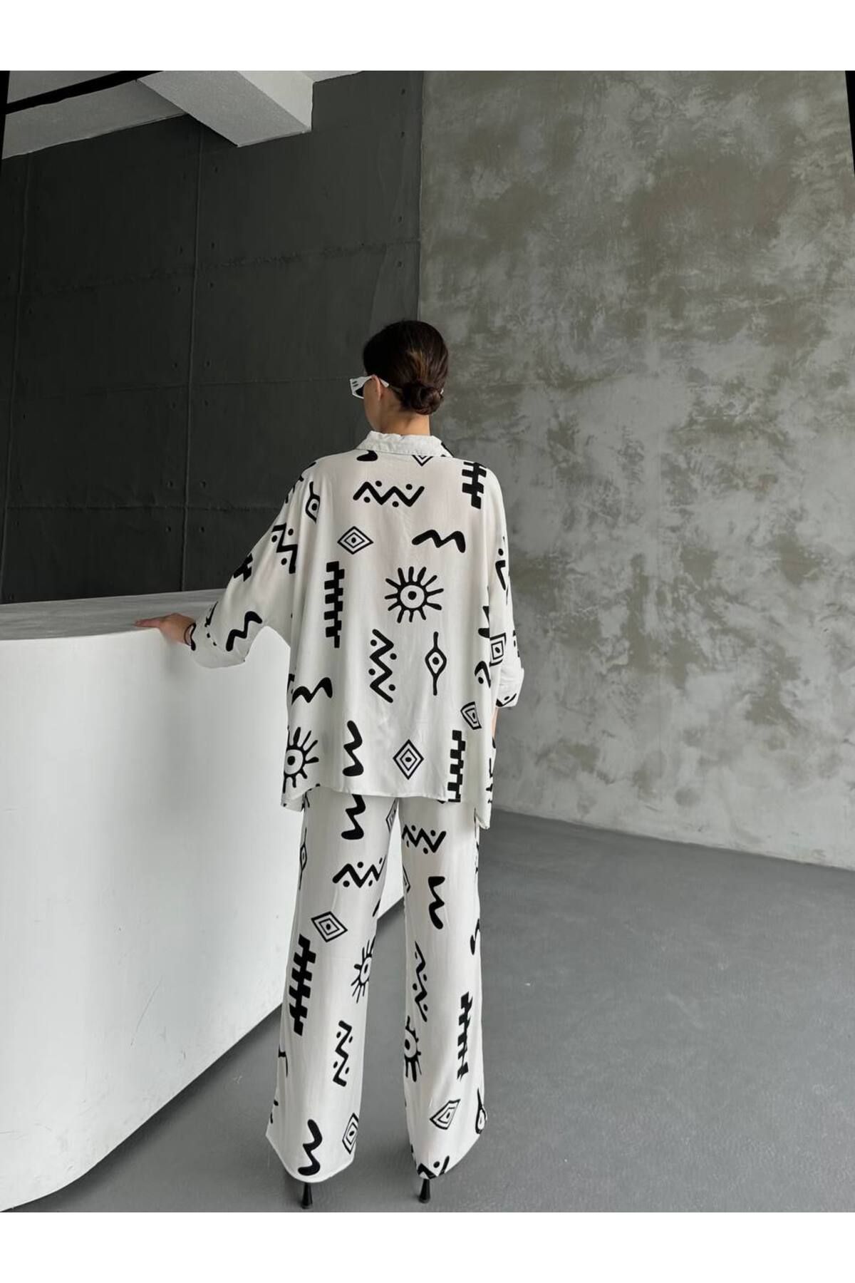 ZF BUTİK-BOTTOM LINEN SET PATTERNED OVERSIZE 4