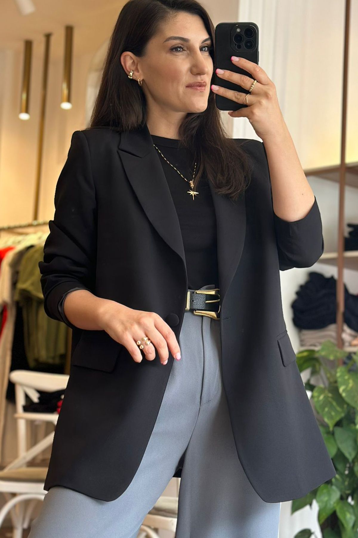 Unique Boutique Lined Black Blazer Jacket Trendyol