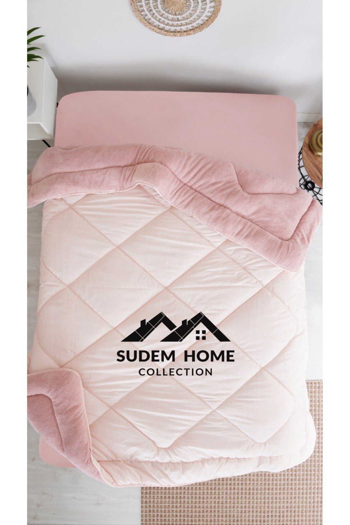Sudemhome-Cuvertură Welsoft cu două fețe, cuvertură pufoasă, moale, 195*215 pudră 1
