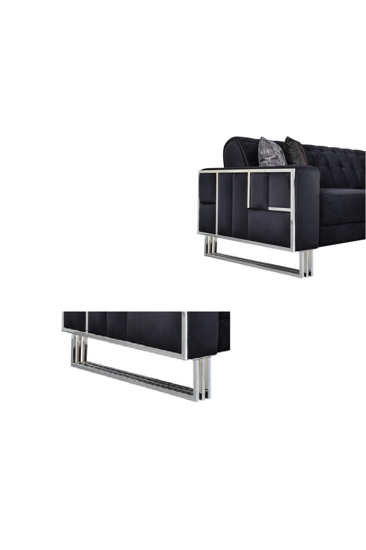 Metal Furniture Leg Three Profile Model 90*15 Cm Chrome 2 Pieces