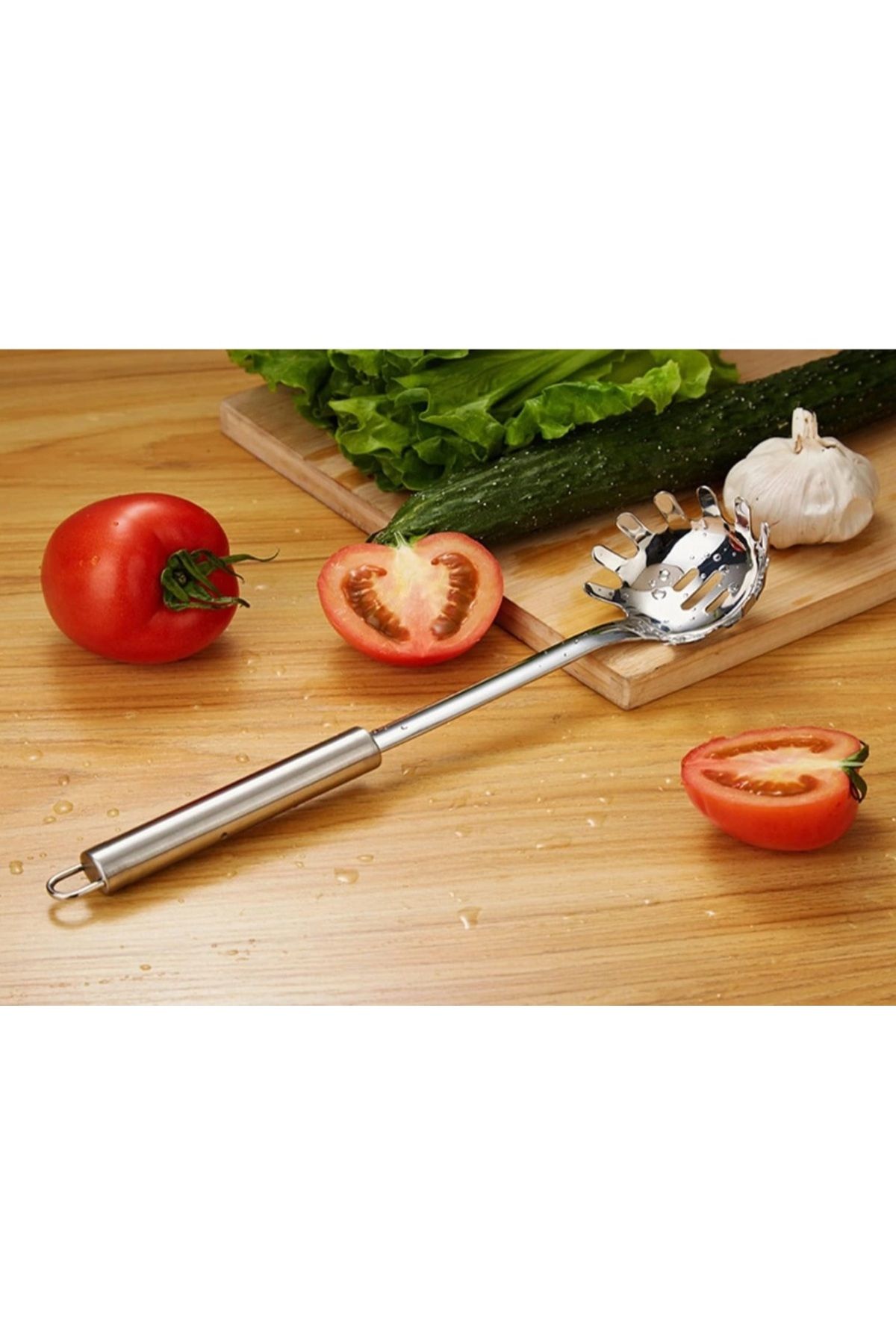 BRE HOME-1Pc Stainless Steel Pasta Spoon Fork Spaghetti Noodle Spoon Spatula 29cm 2