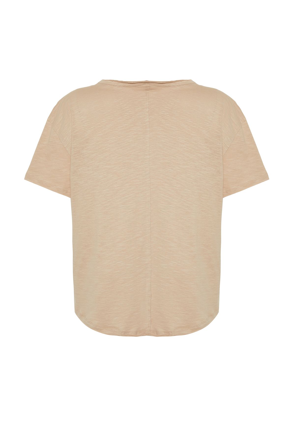 Trendyol Curve-Beige Button Detailed Boyfriend Pletené tričko TBBSS24BF00047 8