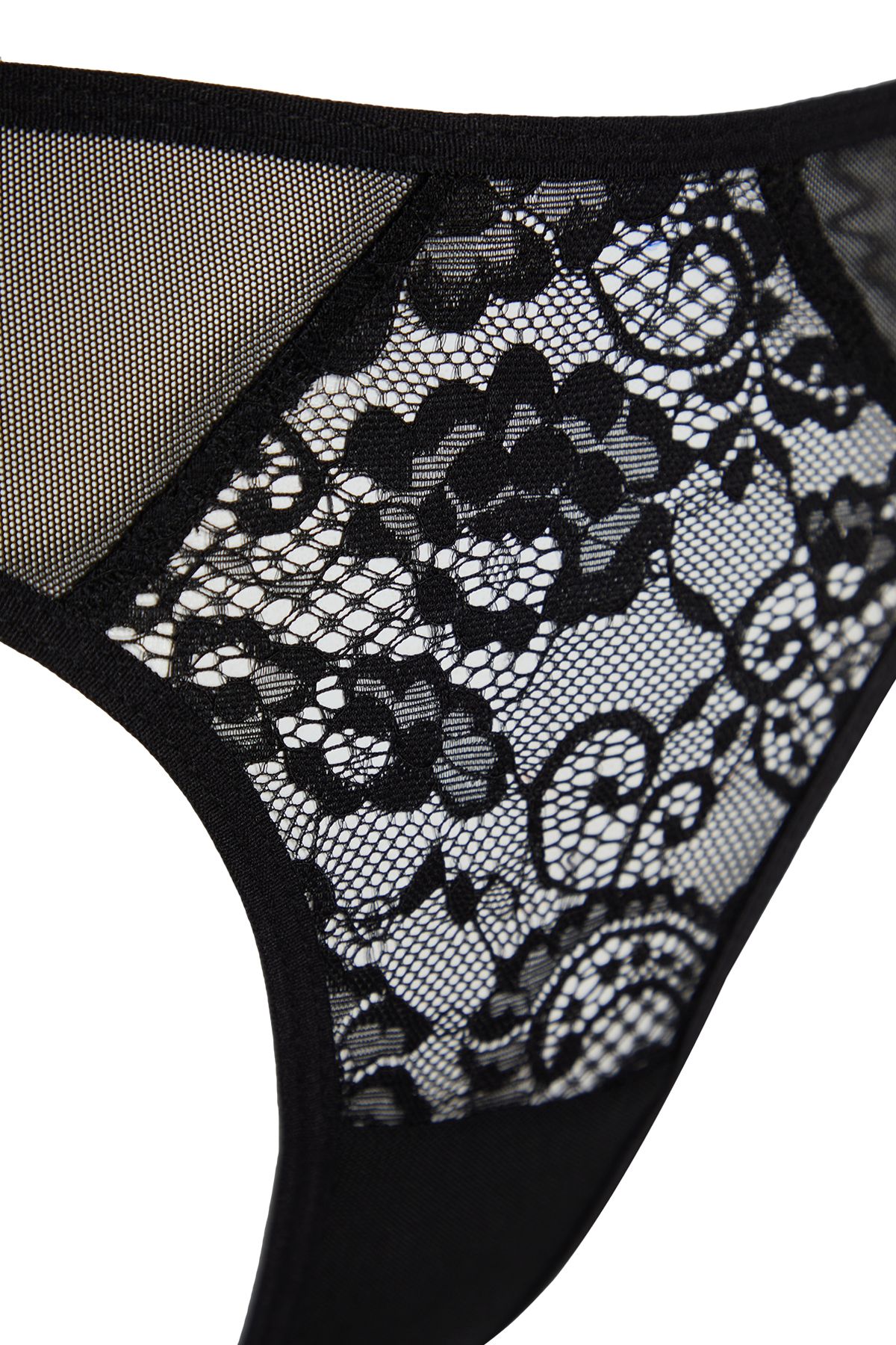 Trendyol Collection-Tanga-Strickhöschen mit schwarzer Spitze, Tüll und Schleifendetail THMSS24KU00037 9