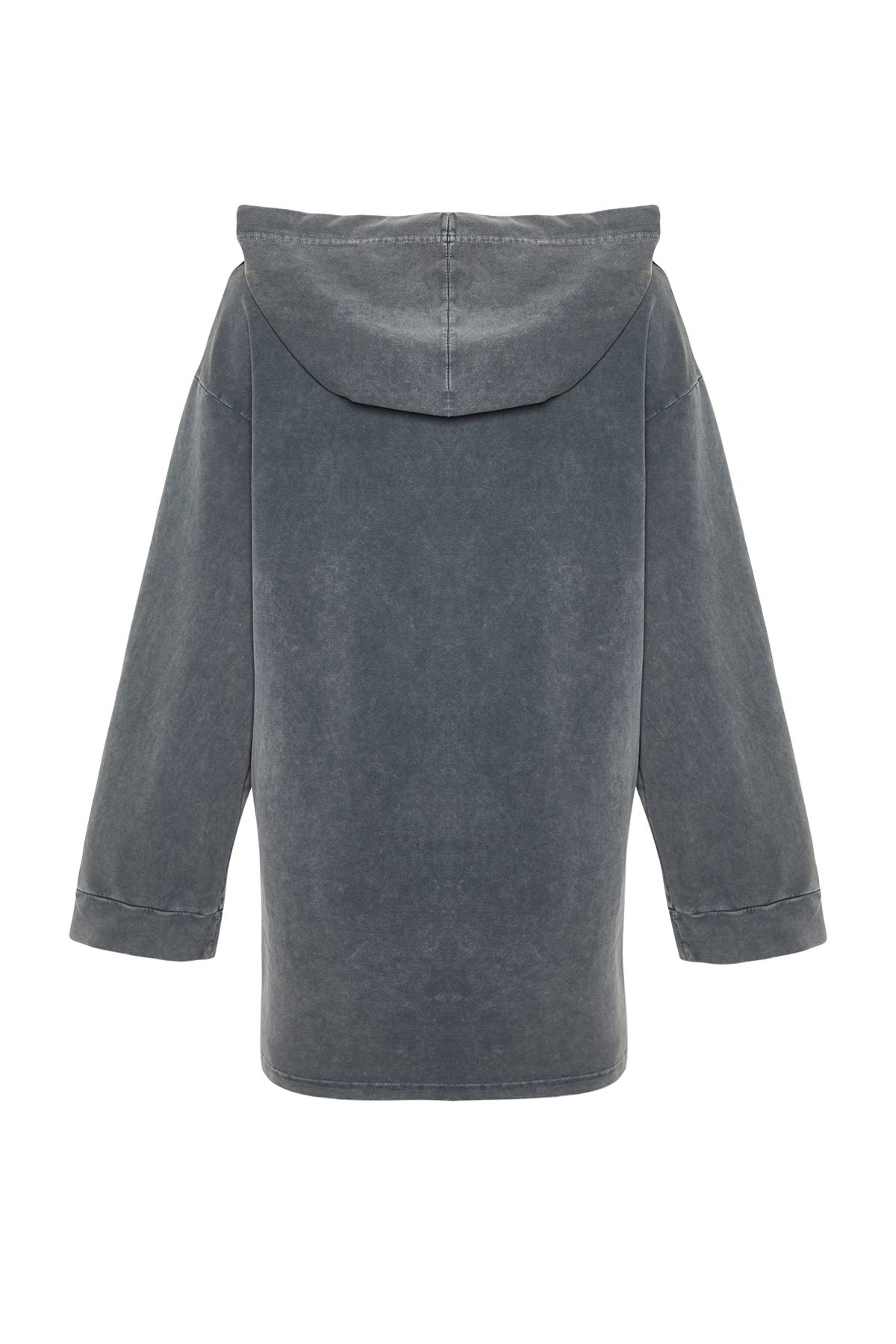 Trendyol Modest-Gestricktes Oversize-Sweatshirt mit Kapuze - Anthrazit Acid Washed TCTSS24TW00006 8