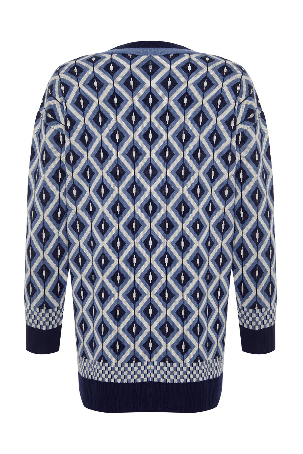 Trendyol Modest-Granatowy, żakardowy sweter z guzikami, szczegółowy, dzianinowy kardigan TCTAW22TH0013 8