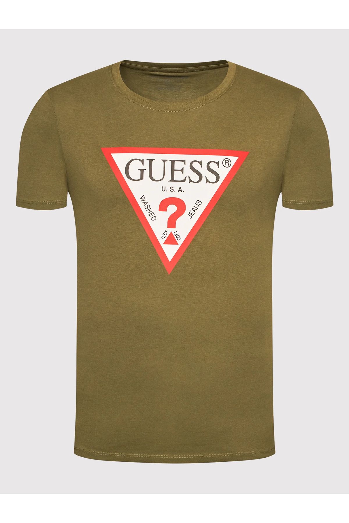 تی شرت سبز مردانه با آرم مثلث Guess