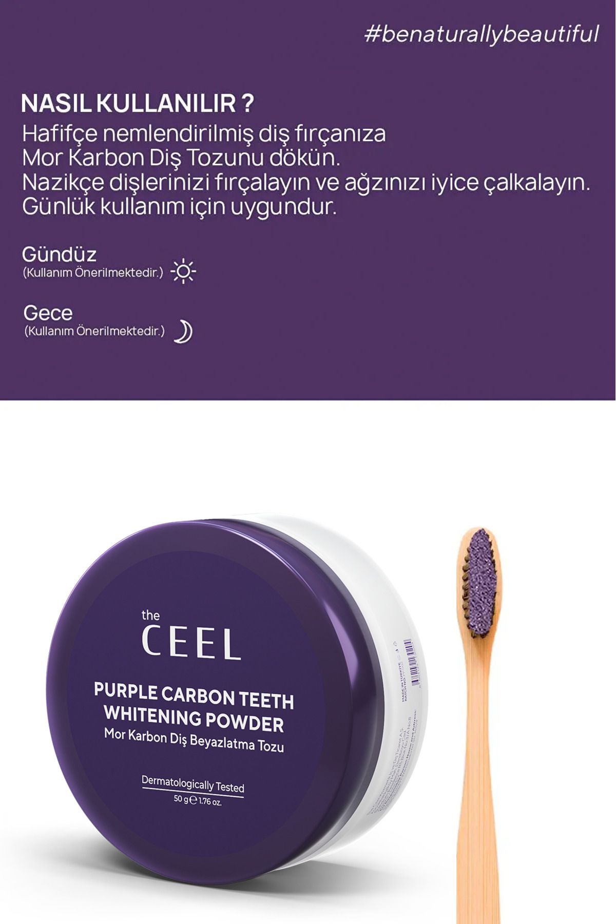 محصولات سفیدکننده دندان بنفش پودر کربن فعال سفید 50 گرم The Ceel