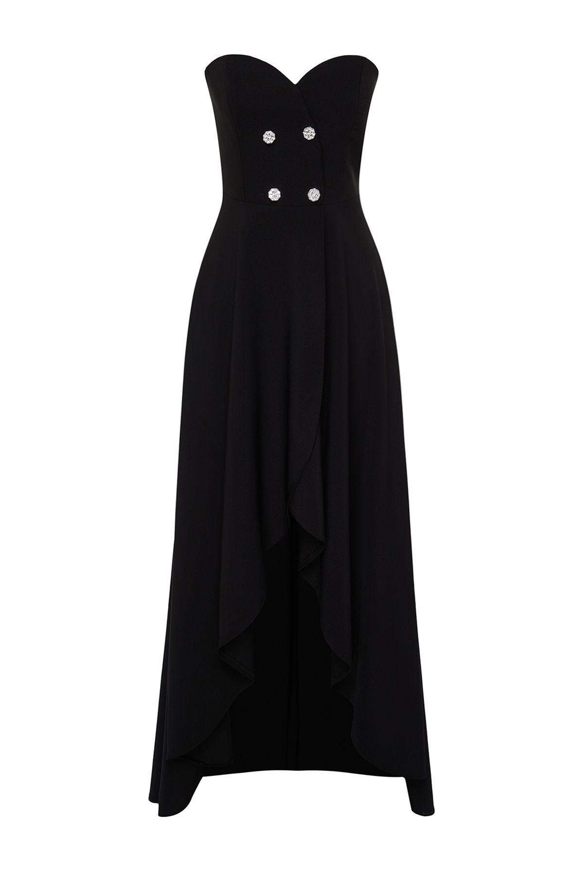 Trendyol Collection-Black Long A-Cut Woven Evening Dress with Stone Accessories - TPRSS24AE00175 7