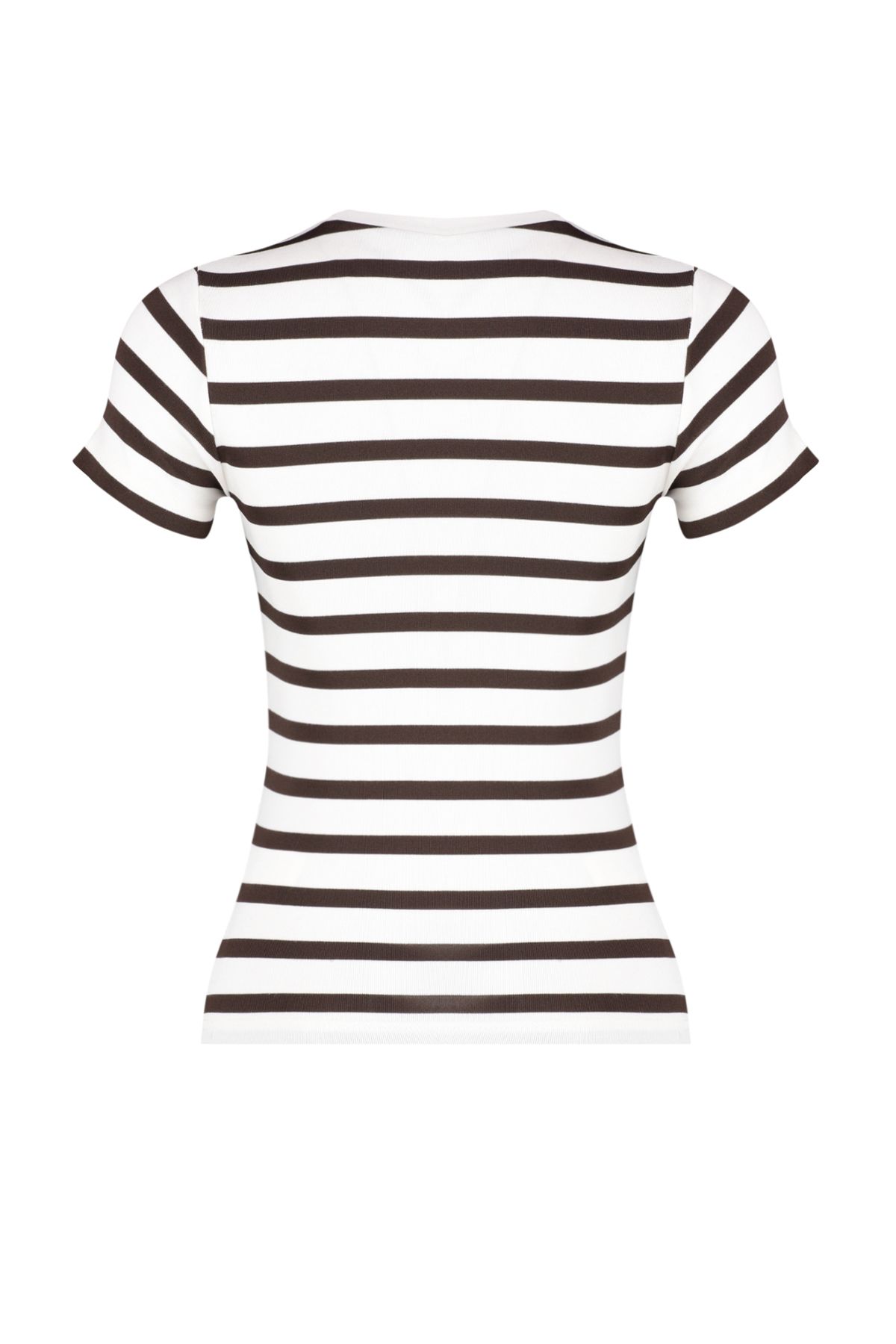 Trendyol Collection-Καφέ ριγέ παχύρρευστη/μαλακό ύφασμα πλεκτή μπλούζα με εφαρμογή στο σώμα TWOSS24BZ00296 17