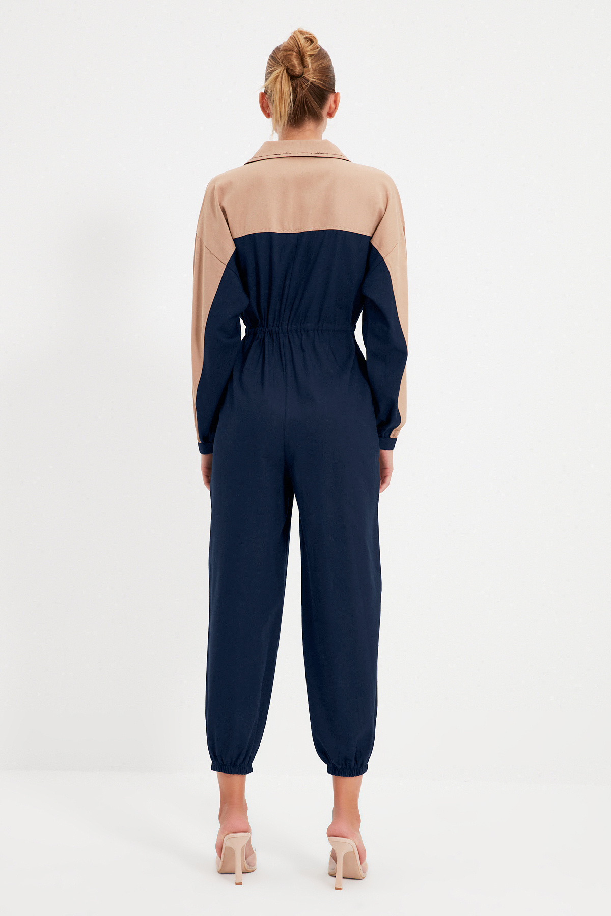 Trendyol Collection-Sötétkék nyakkendő részletesen szövött jumpsuit TWOAW21TU0011 5