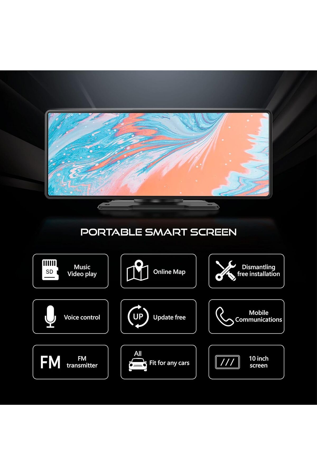 CORAL VISION-RX10 10 inch Portable CarPlay Wireless CarPlay Large Smart Screen Dashboard of Android Auto 3