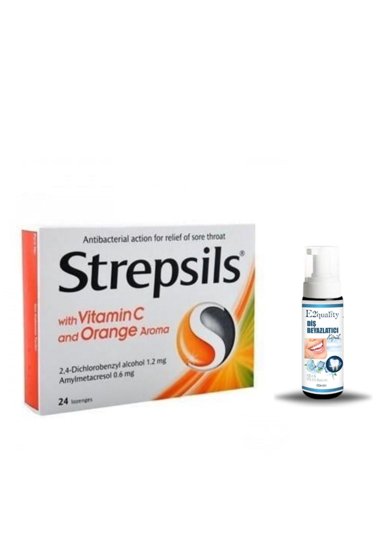 STREPSİLS Portakal C Vitamini Aromalı 24 Pastil+ Hediye Diş Beyazlatıcı Köpük