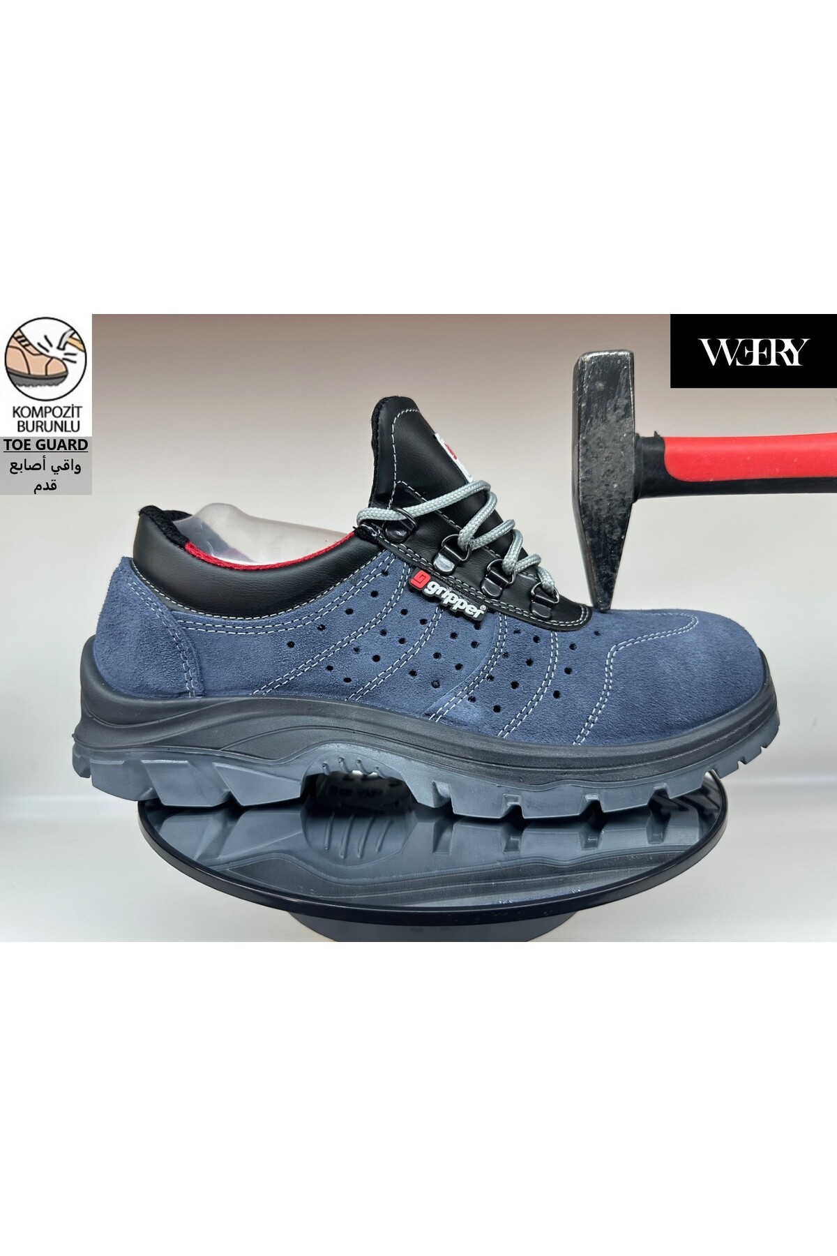  کفش کار راحتی، بدون بو و سوراخ دار از جنس چرم جیر، جنس پنجه کامپوزیت، مدل Mekap Gripper Gpr 80 S1