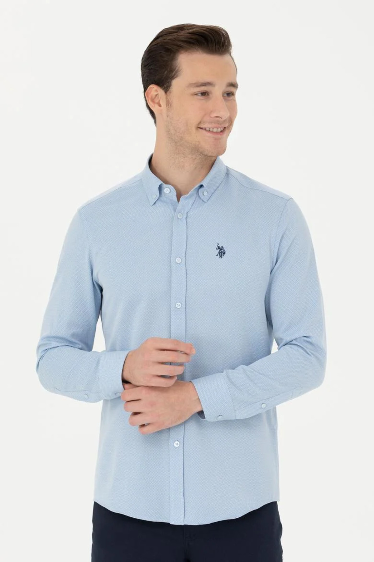 Erkek Mavi Uzun Kollu Gömlek — آبی G081SZ004.000.1786393 — تصویر 3 از 7