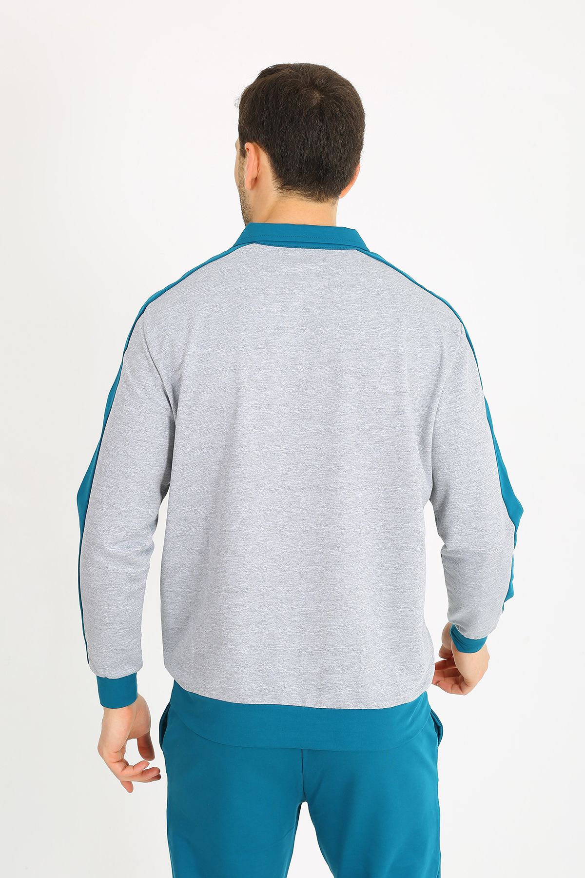 LACİVERTMEN-7070 Regular Fit - Half Zippered Double Color Matching Men's Set 5