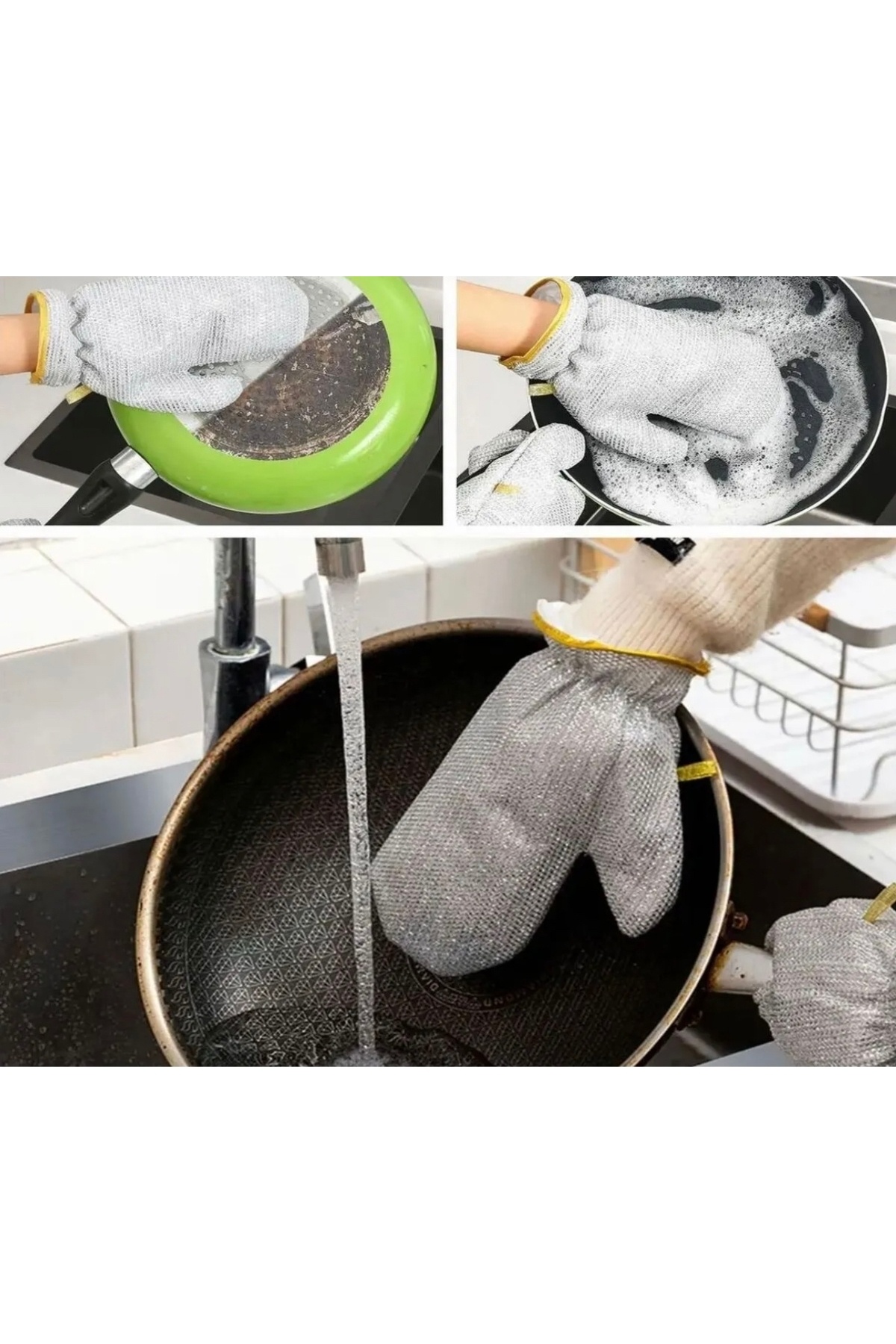 Ahlat Store Mutfak Banyo Çok Amaçlı Telli Bulaşık Eldiveni Temizlik Su Geçirmez