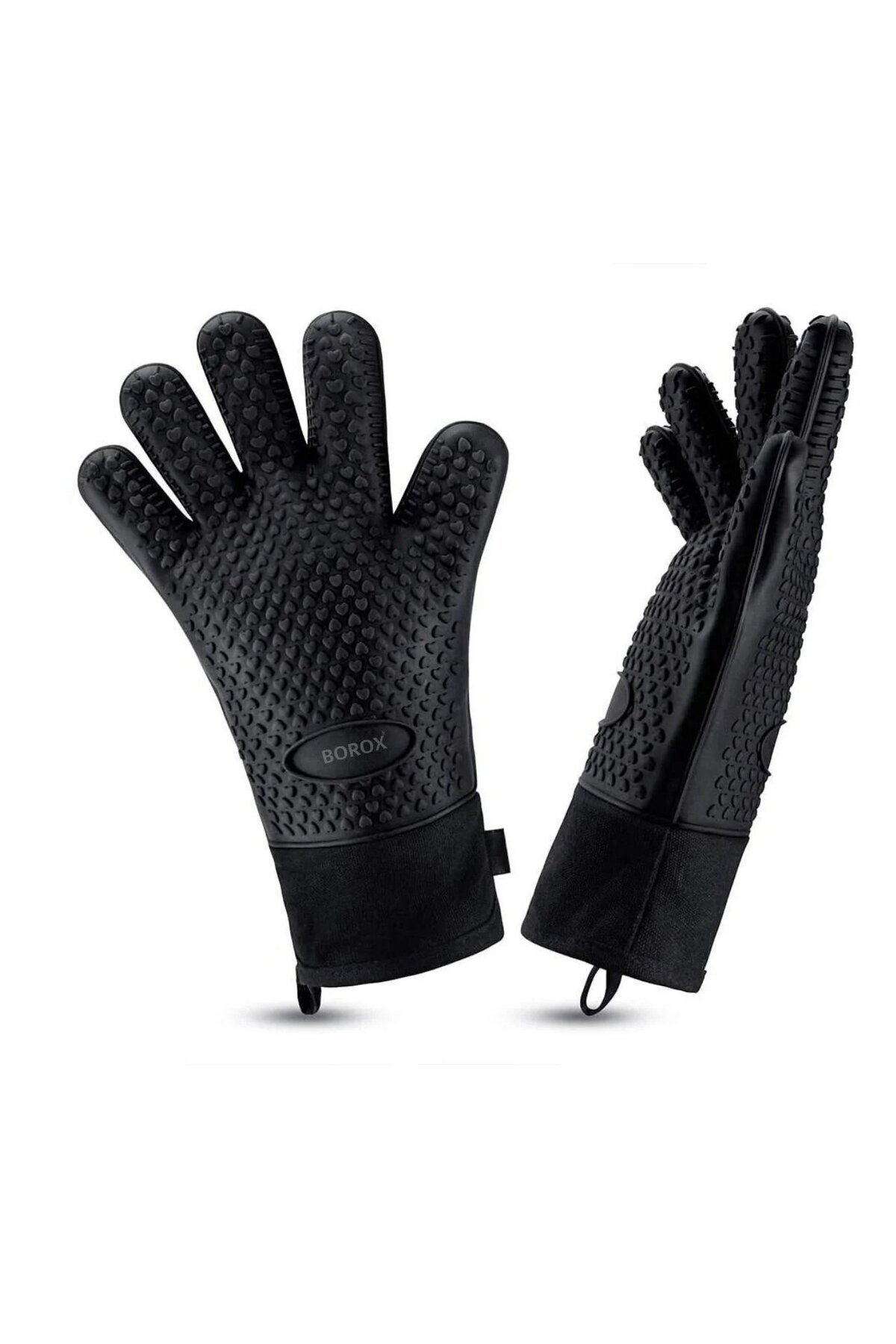 Zürih Ticaret Silikon Eldiven - 1 Çift - Isıya Dayanıklı – Su Geçirmez - Siyah Fırın Bulaşık Eldiveni