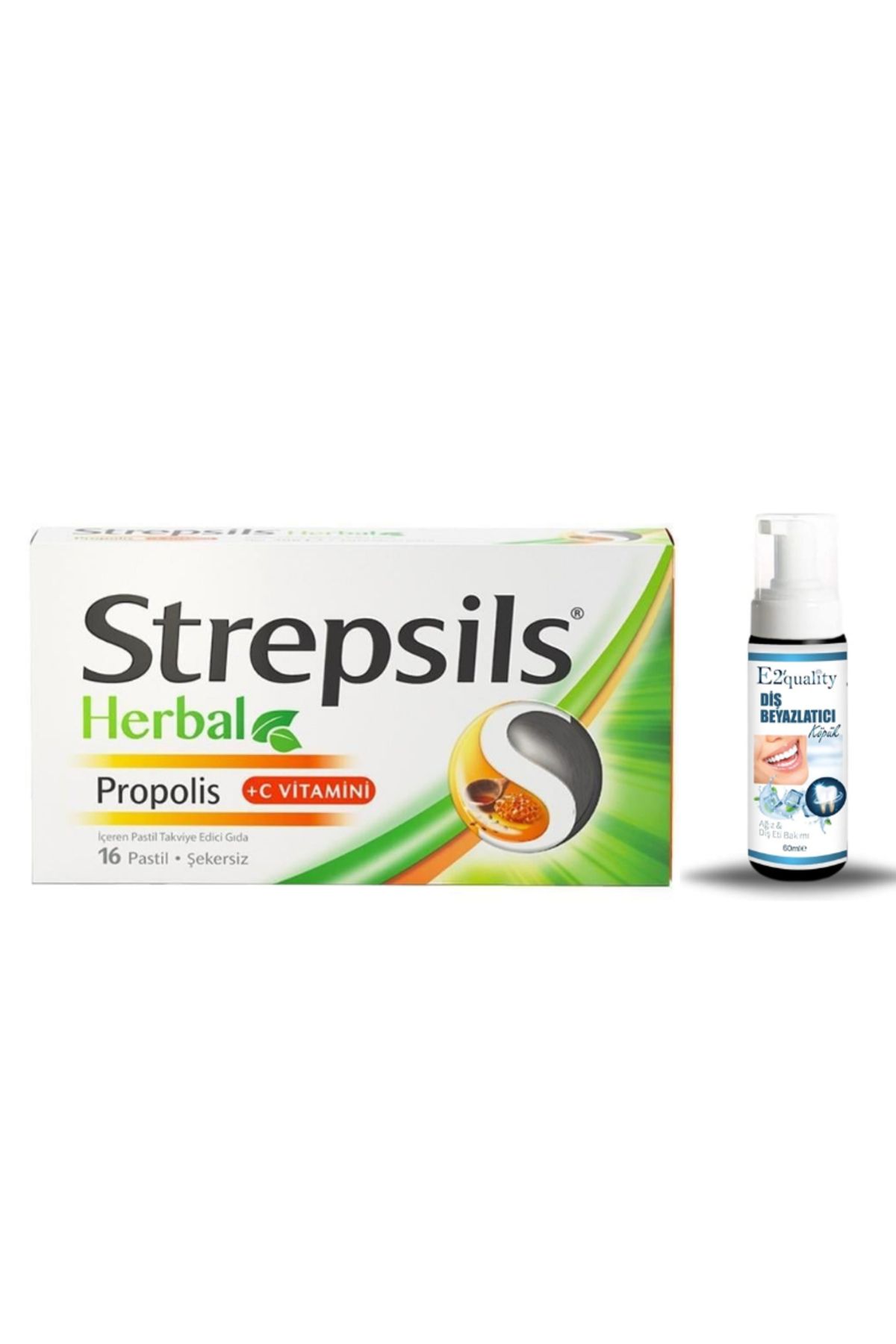 STREPSİLS Herbal Propolis C Vitamini 16 Pastil + Hediye Diş Beyazlatıcı Köpük