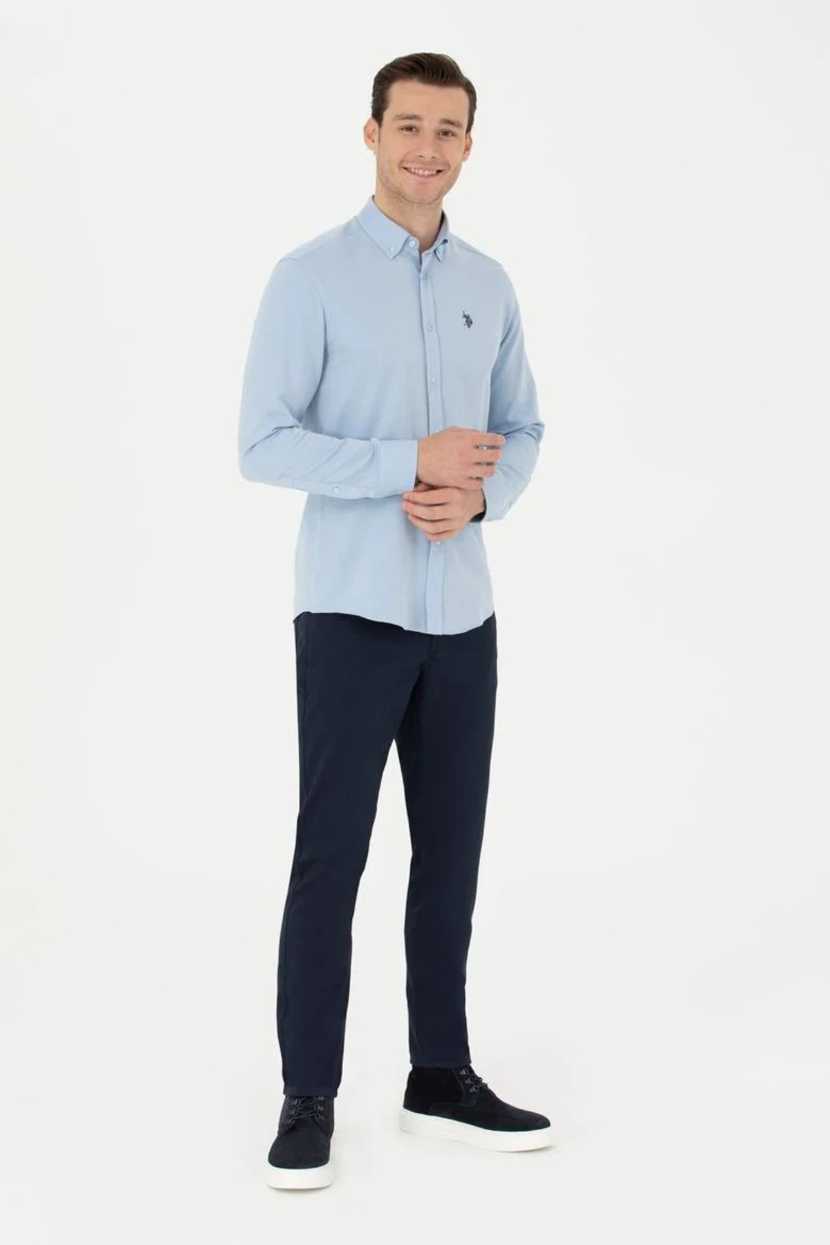Erkek Mavi Uzun Kollu Gömlek — آبی G081SZ004.000.1786393 — تصویر 4 از 7