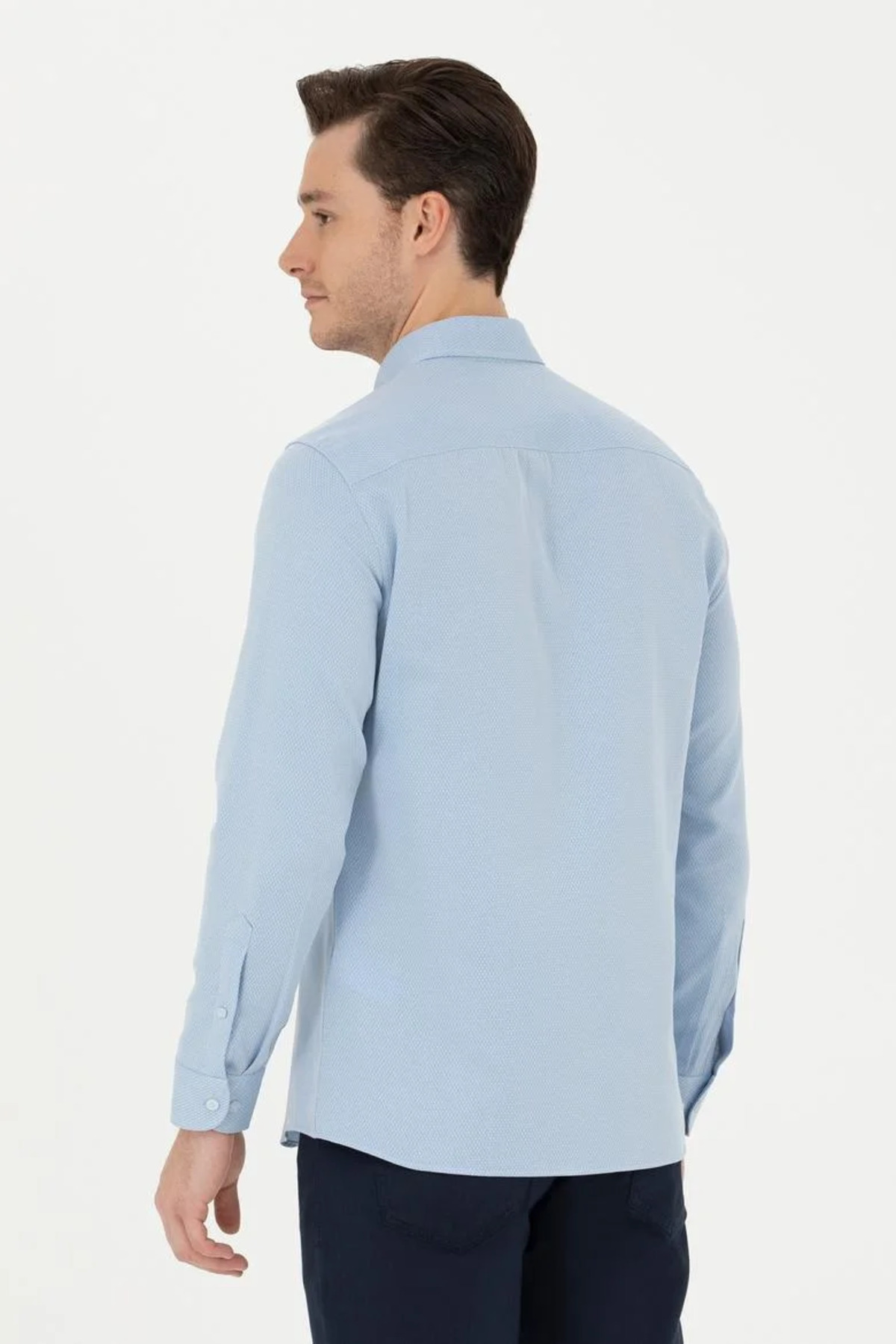 Erkek Mavi Uzun Kollu Gömlek — آبی G081SZ004.000.1786393 — تصویر 5 از 7