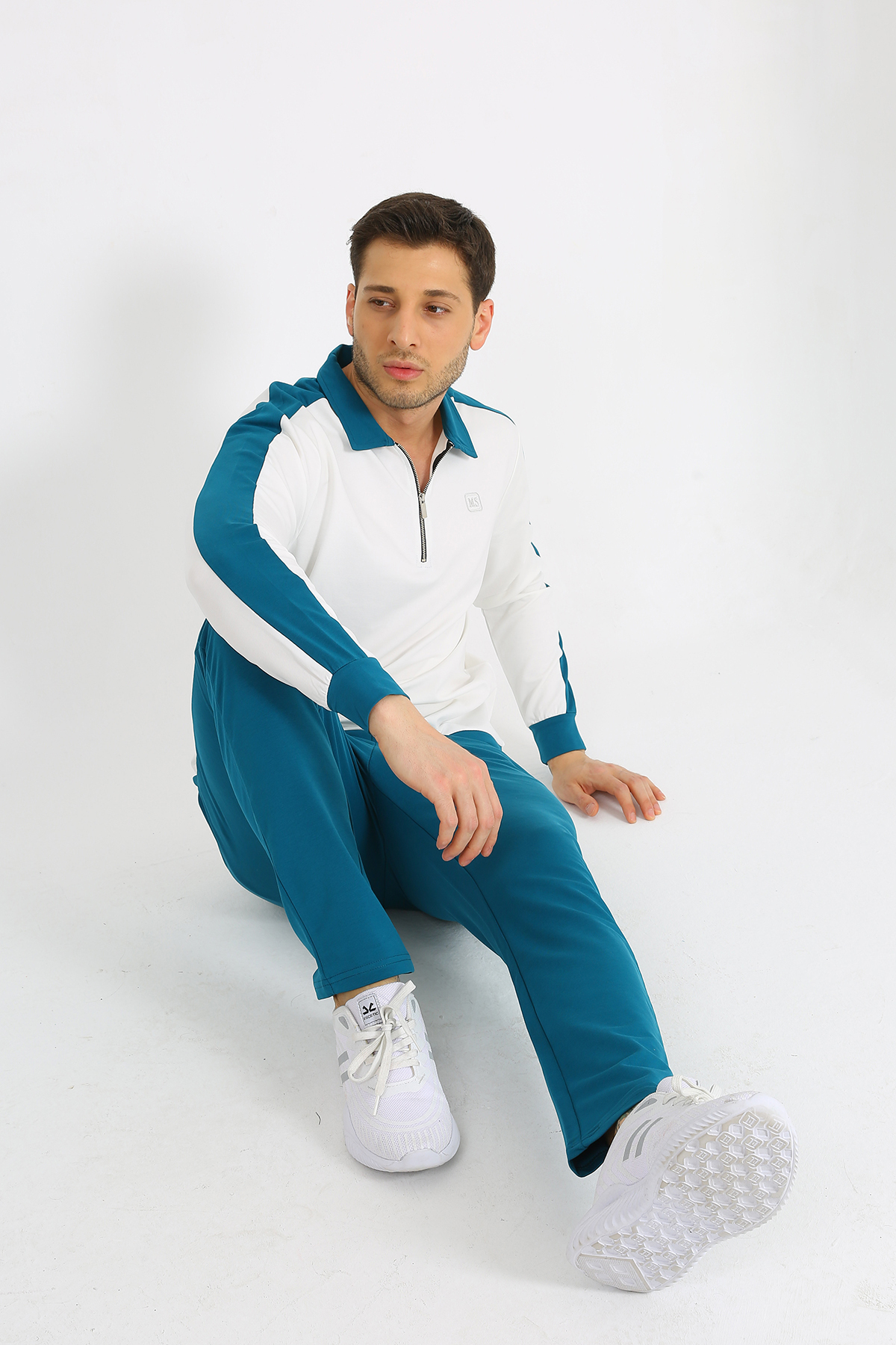 UOMOPARK-7070 Regular Fit - Half Zippered Double Color Matching Men's Set 7