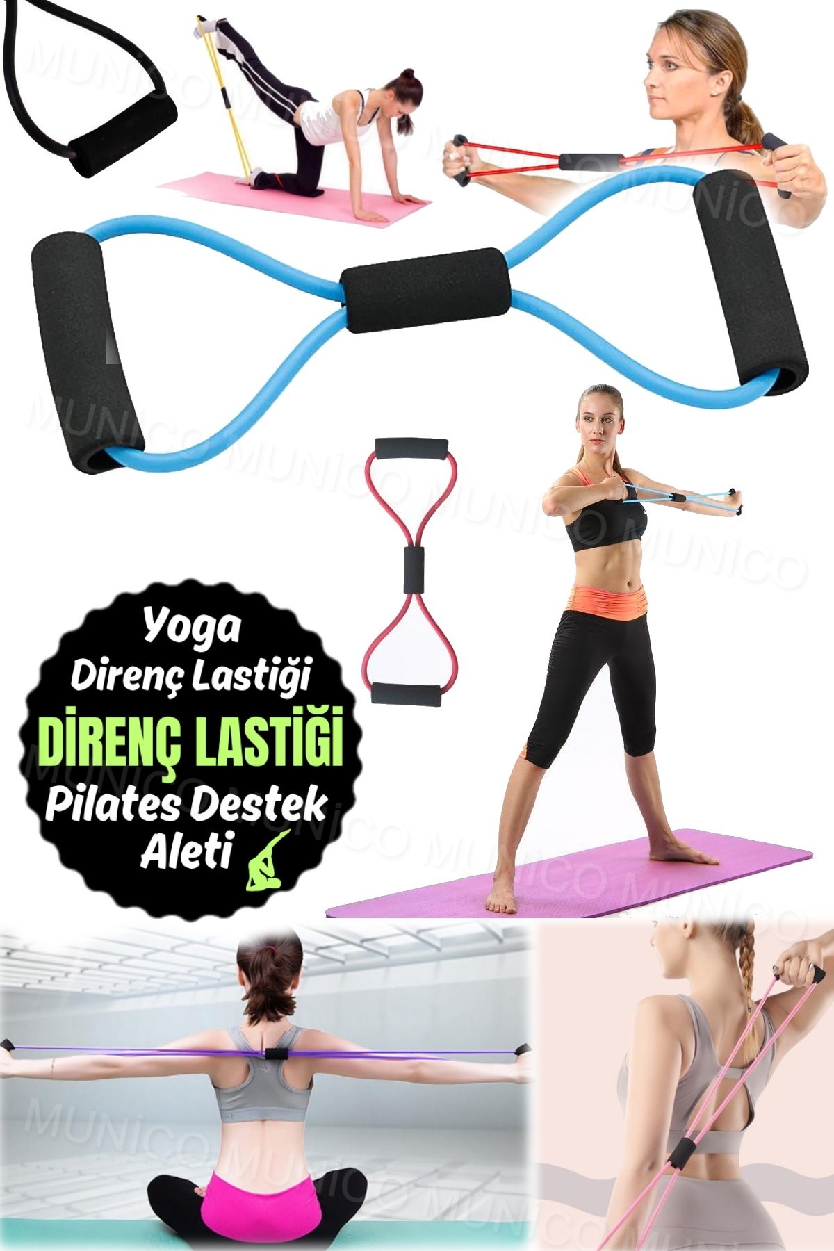 Munico Yoga Spor Eğitim Genişletici Boks Direnç Bandı Elastik Bant Gücü Ekipmanları Hız Eğitimi Çekme Halat