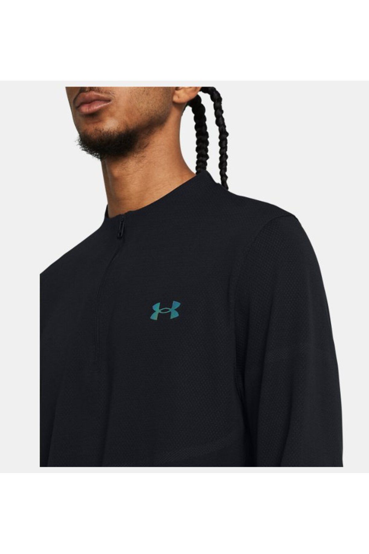تی شرت ورزشی مشکی مردانه UA ناپدید می شود نخبگان یکپارچه ¼ زیپ شده برتر 001 Under Armour