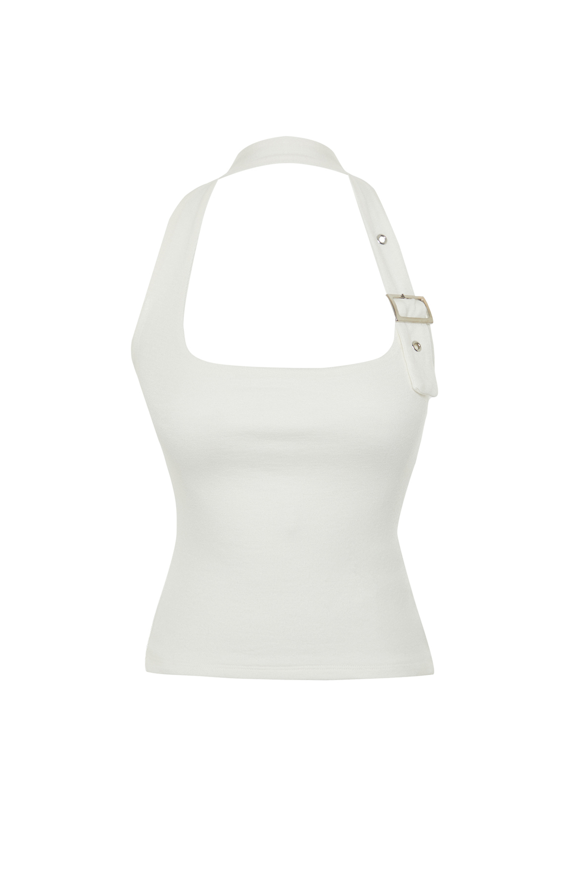 Trendyolmilla  Beyaz Boyundan Bağlamalı Kemer Detaylı Fitted/Vücuda Oturan Örme Bluz TWOSS24BZ00580 - Görsel 7