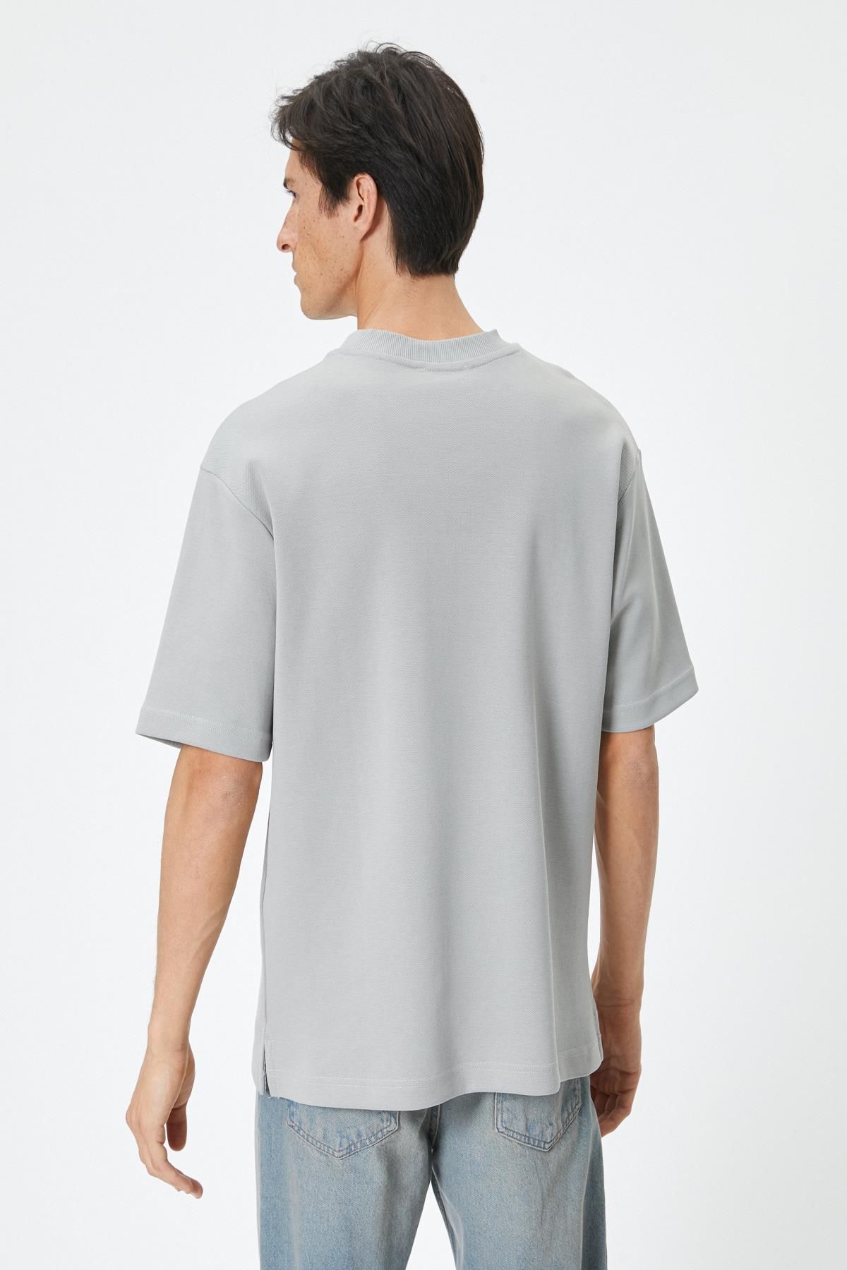 Koton-Men's Gray T-Shirt 4SAM10748HK 4