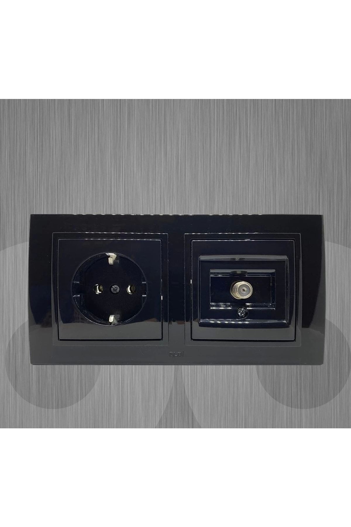 ELBİ-Zena Black Double Set - Grounded Socket and Frame 1