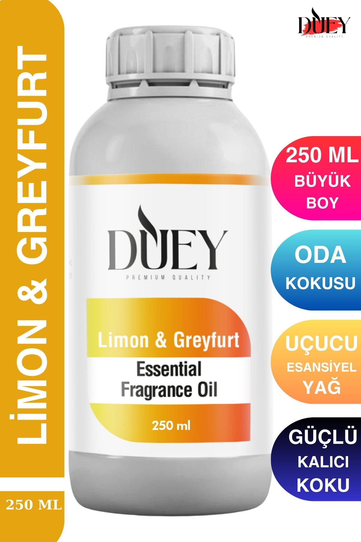 Limon&Greyfurt Uçucu Yağ 250 Ml Mum Esansı, Oda Kokusu, Hava Nemlendiricisi, Çamaşır Kurutma Topu