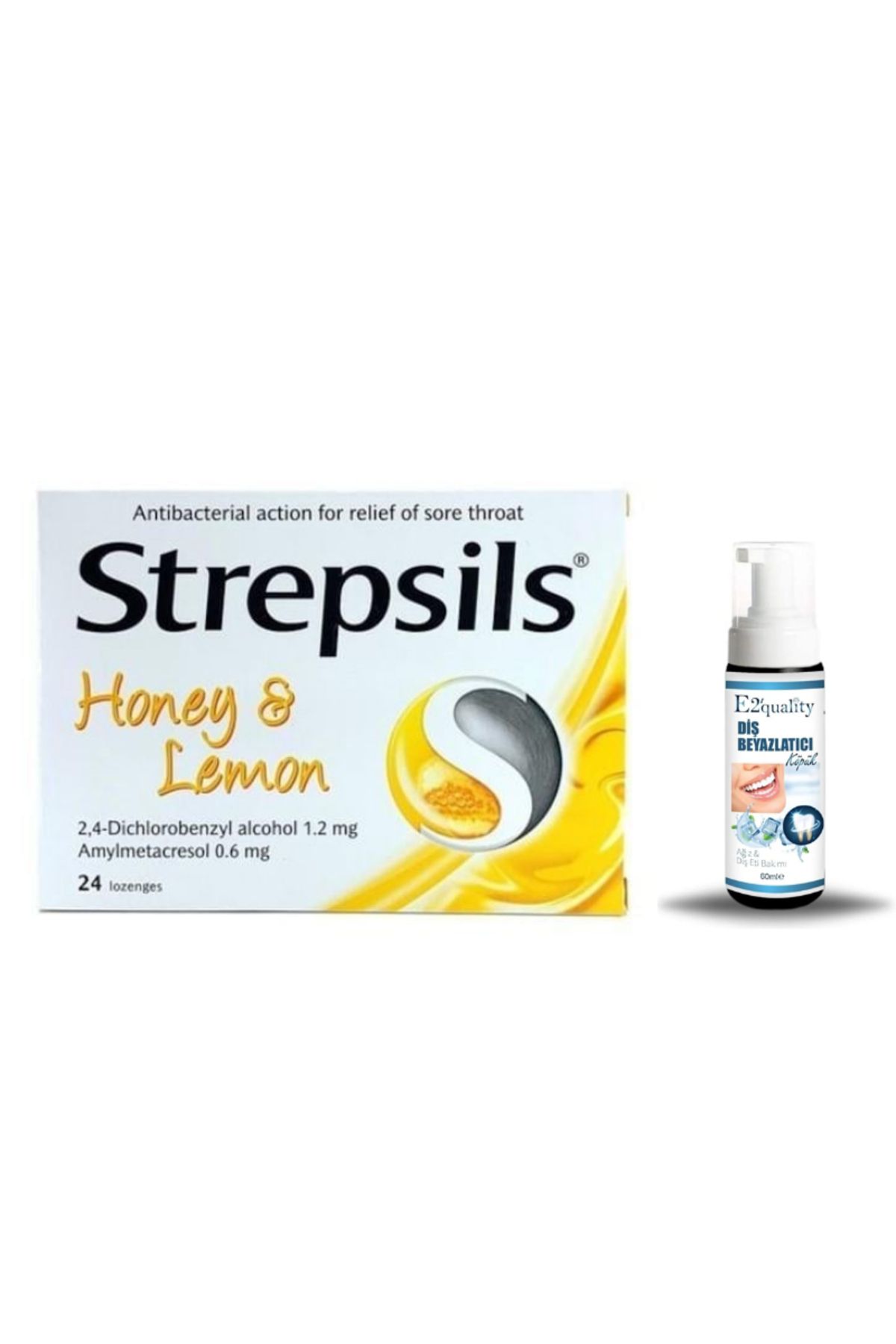 STREPSİLS Bal Limon Aromalı 24 Pastil + Hediye Diş Beyazlatıcı Köpük