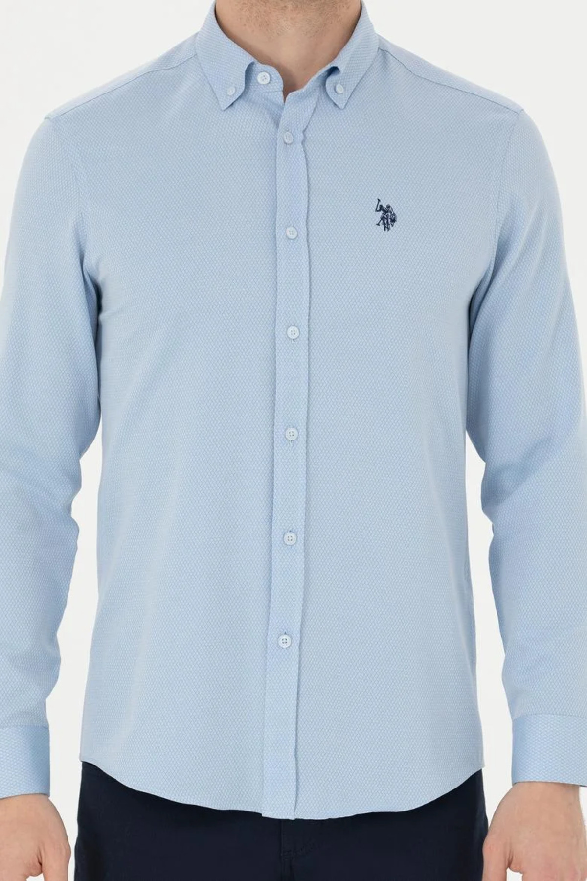 Erkek Mavi Uzun Kollu Gömlek — آبی G081SZ004.000.1786393 — تصویر 6 از 7