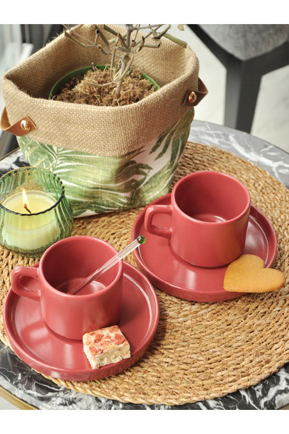 M'art Home-Cera'n 2 عبوة فنجان شاي أحمر كلاريت - 200 مل 3