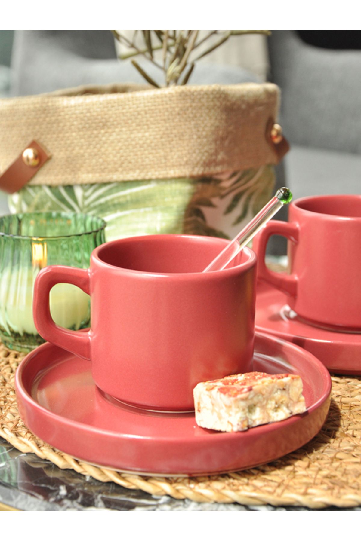 M'art Home-Cera'n 2 عبوة فنجان شاي أحمر كلاريت - 200 مل 2
