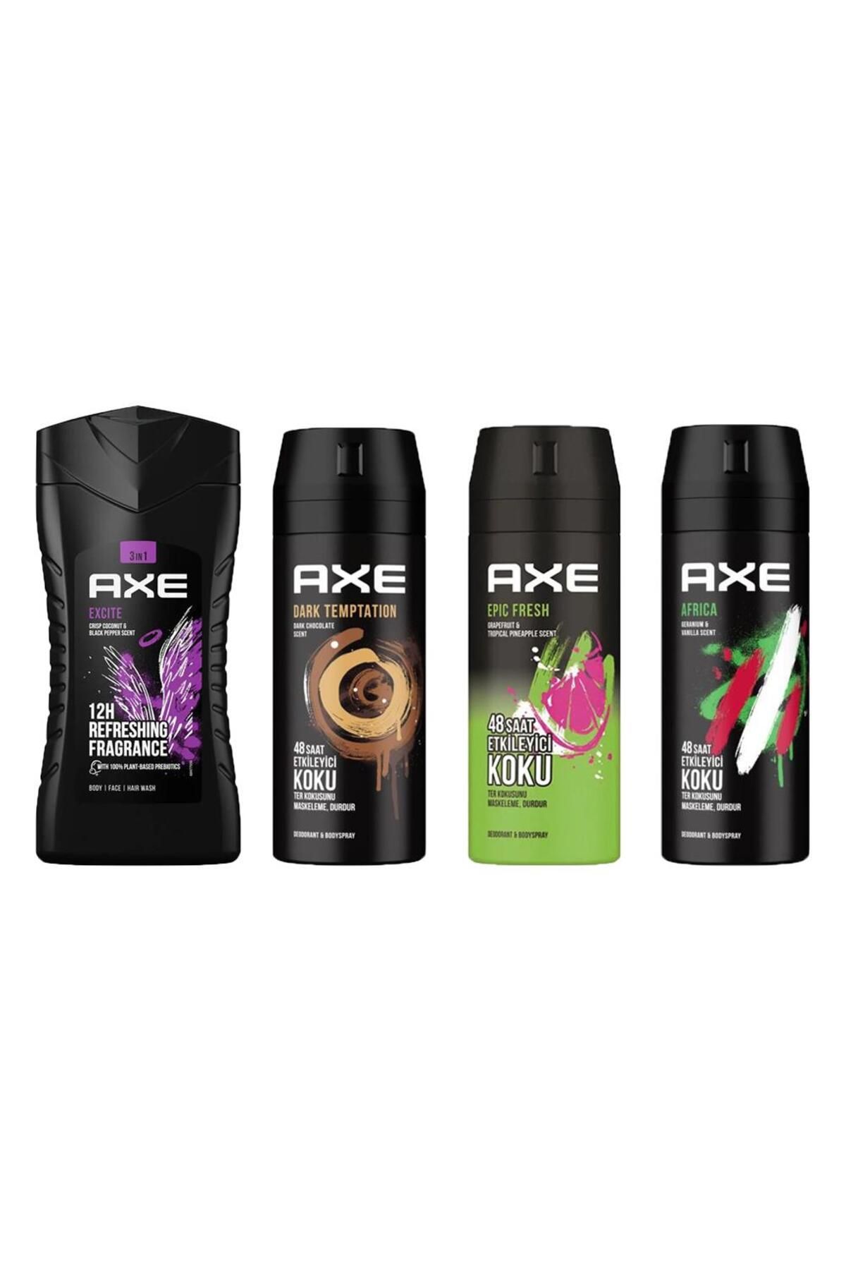 Axe Excite 3in1 Erkek Duş Jeli 250ML + Epic Fresh + Africa 3in1 + Dark Temtation Deodorantı 150 ML 4