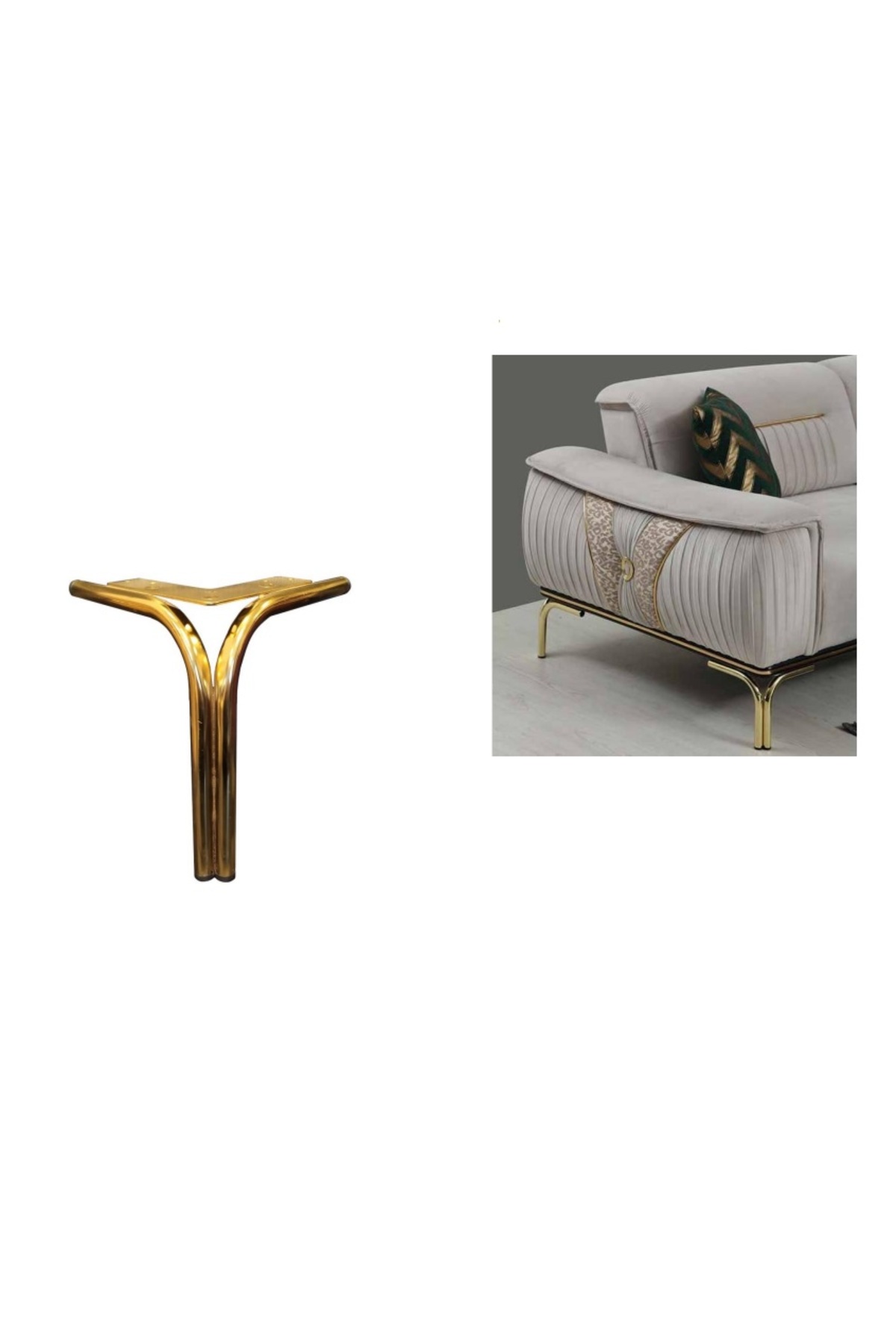 Metal Furniture Leg Magnolia Model 15 Cm Gold 4 Pieces