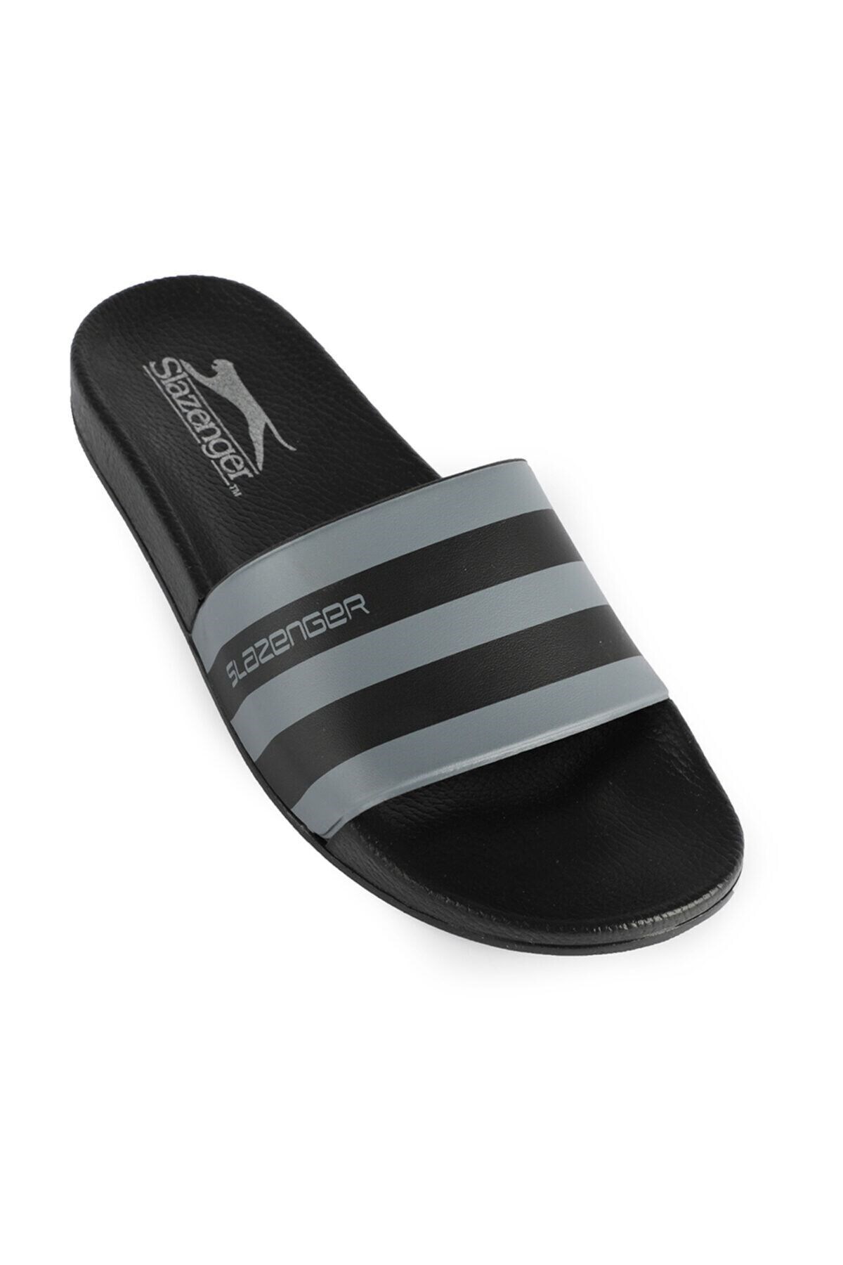 Şerit Desen Unisex Terlik Siyah K.Gri