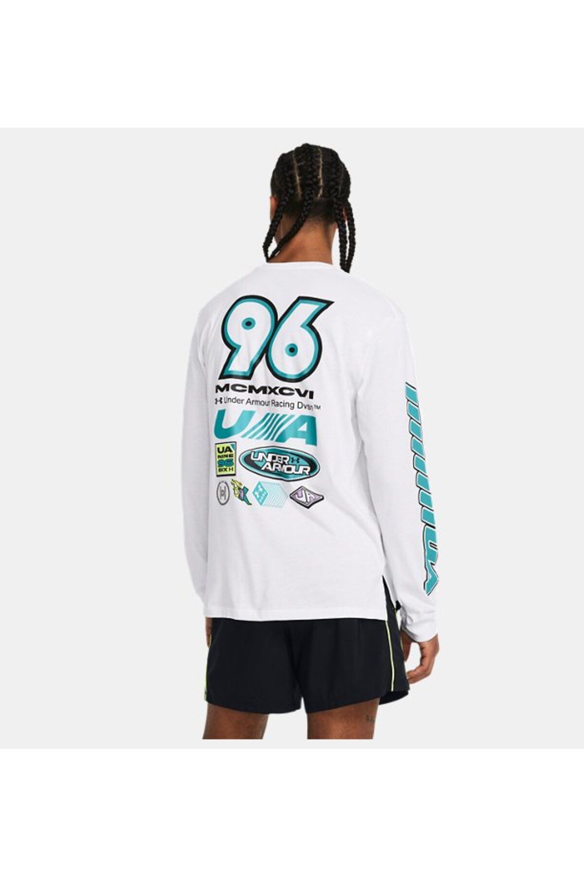 تی شرت ورزشی سفید مردانه UA آستین بلند 1384195 100 Under Armour