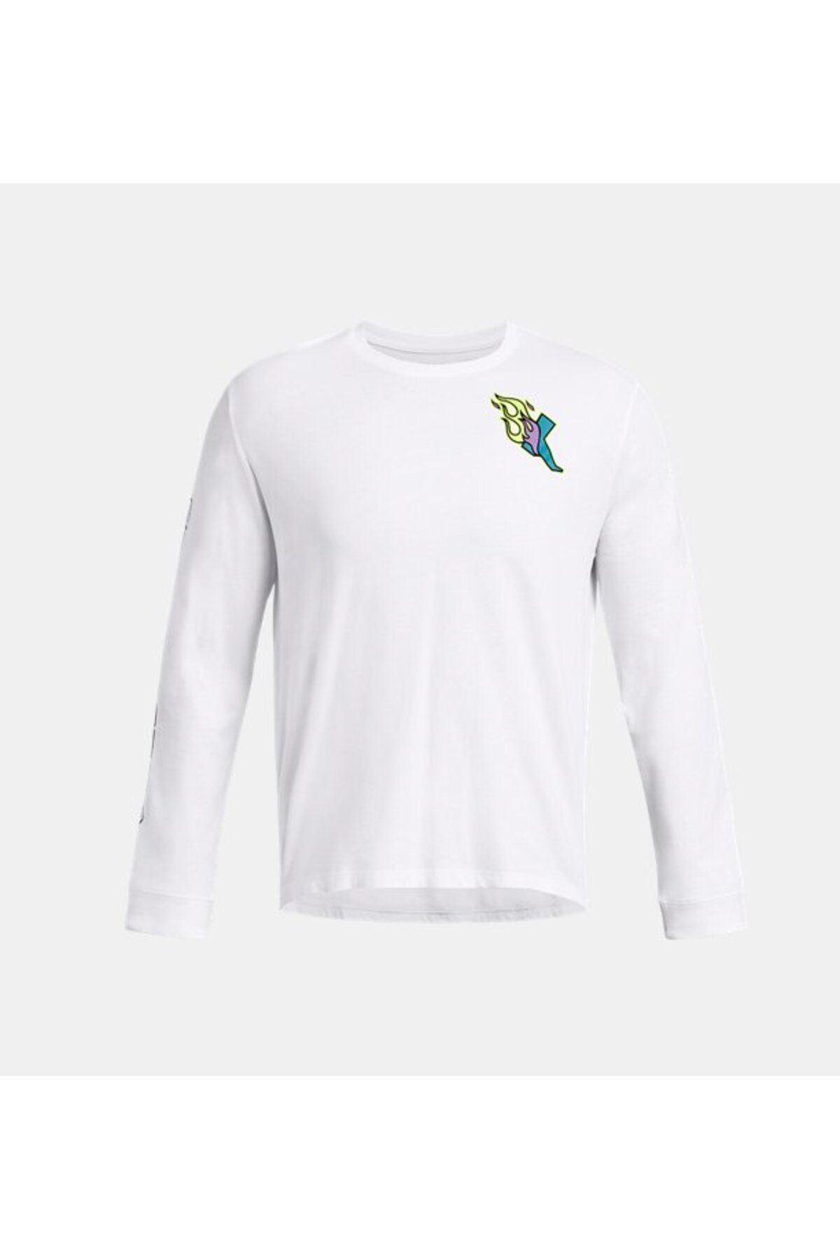 تی شرت ورزشی سفید مردانه UA آستین بلند 1384195 100 Under Armour