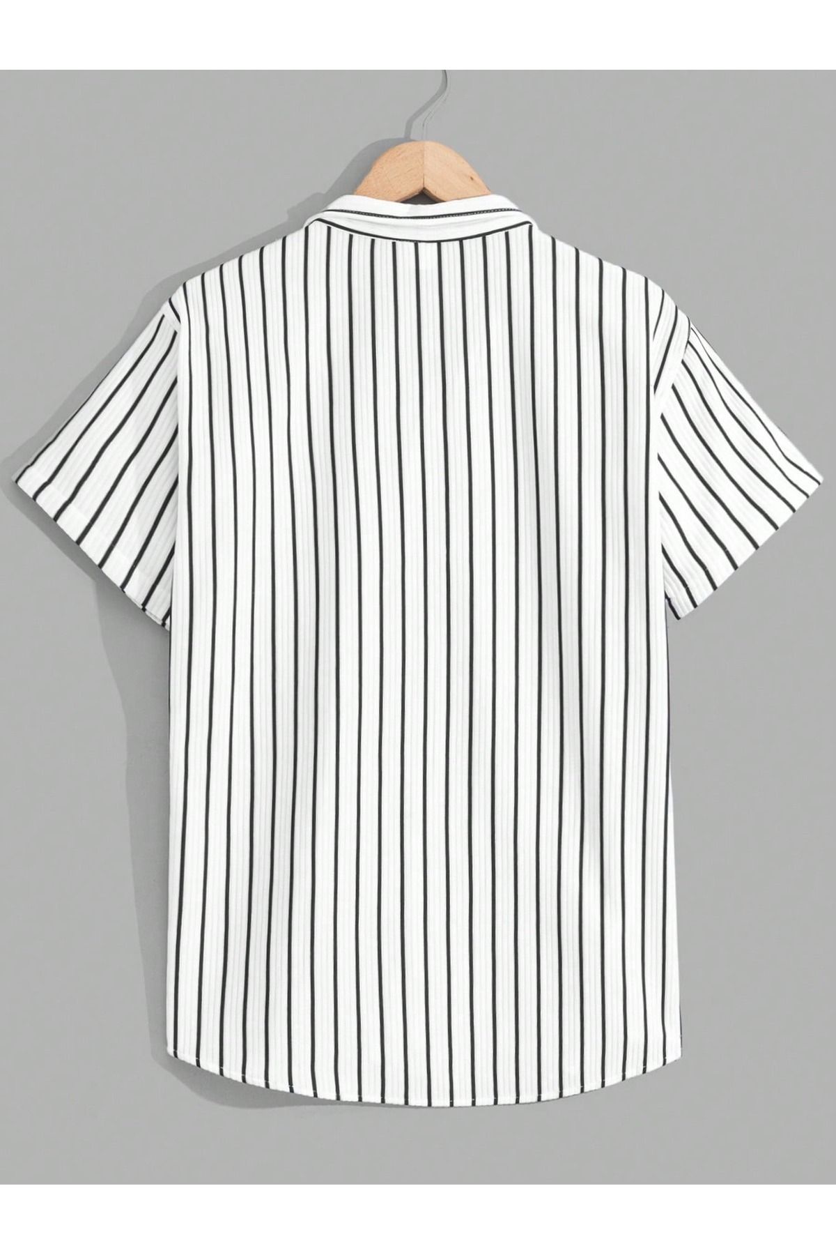 YNGMENCLASS-Striped Cotton Texture 2-Piece Shirt Set 5