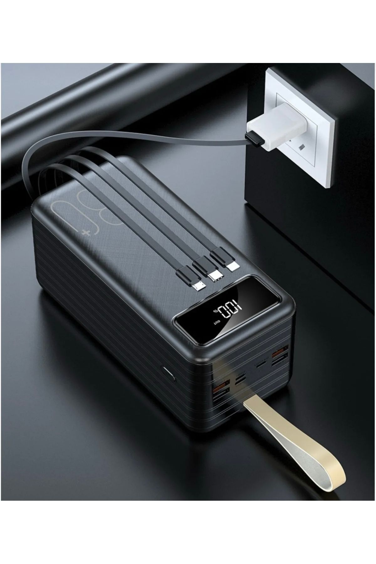 80.000 mAH LCD Göstergeli Kamp Işıklı Kablolu Powerbank