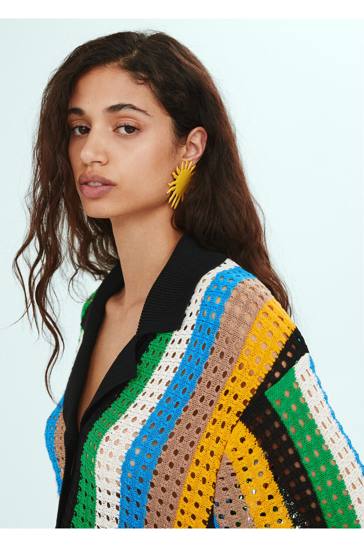 بافت و پلیور زنانه رنگارنگ منگوMANGO | 57010379_1 اورجینال - تصویر 5