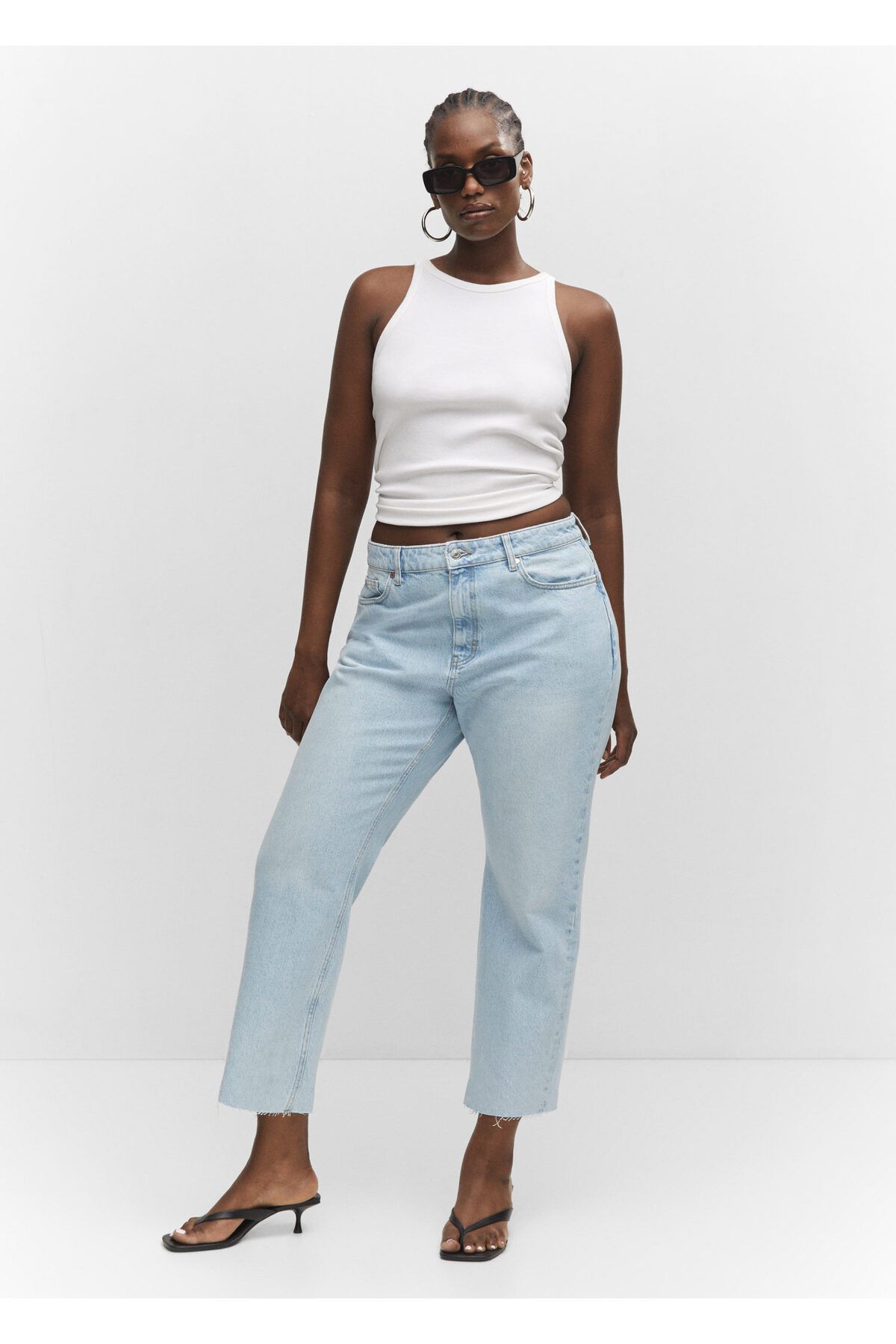 MANGO-Light Denim Women's Trousers57051167 6