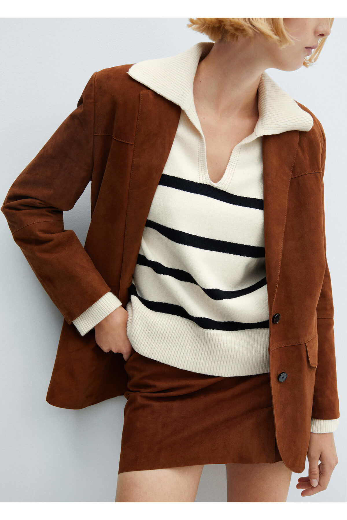 بافت و پلیور زنانه صورتی منگوMANGO | 57007754 اورجینال - تصویر 6