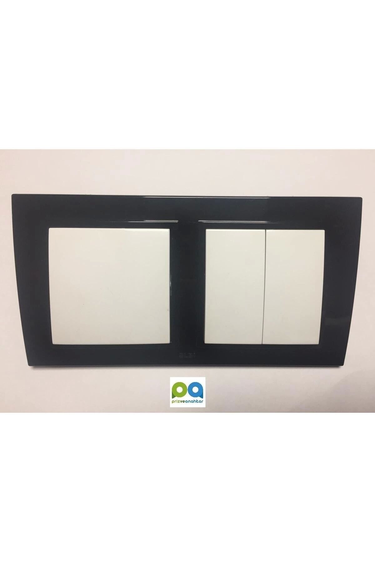 ELBİ-Zena Double Set Key Commutator Double Frame Black White Set 1