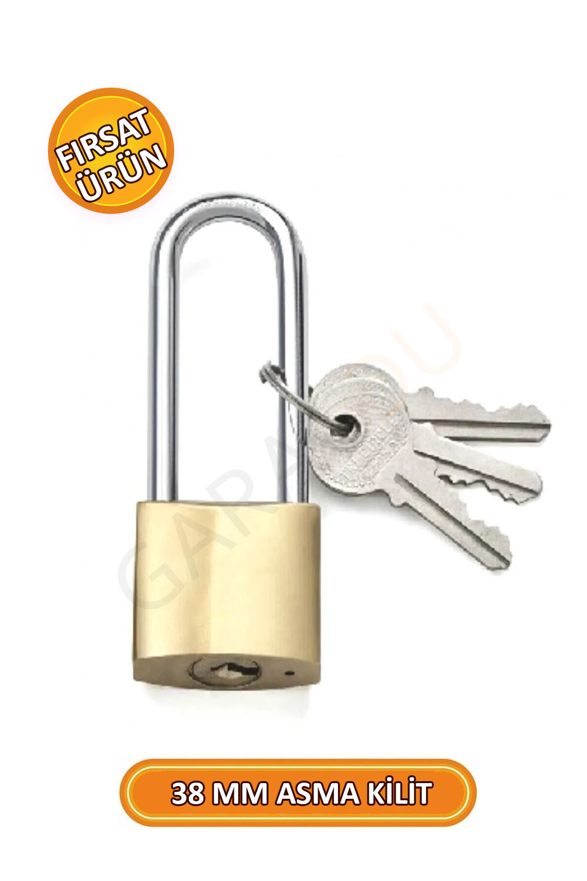 garaccu Sağlam ve Dayanıklı Sarı Asma Kilit 38 mm Uzun